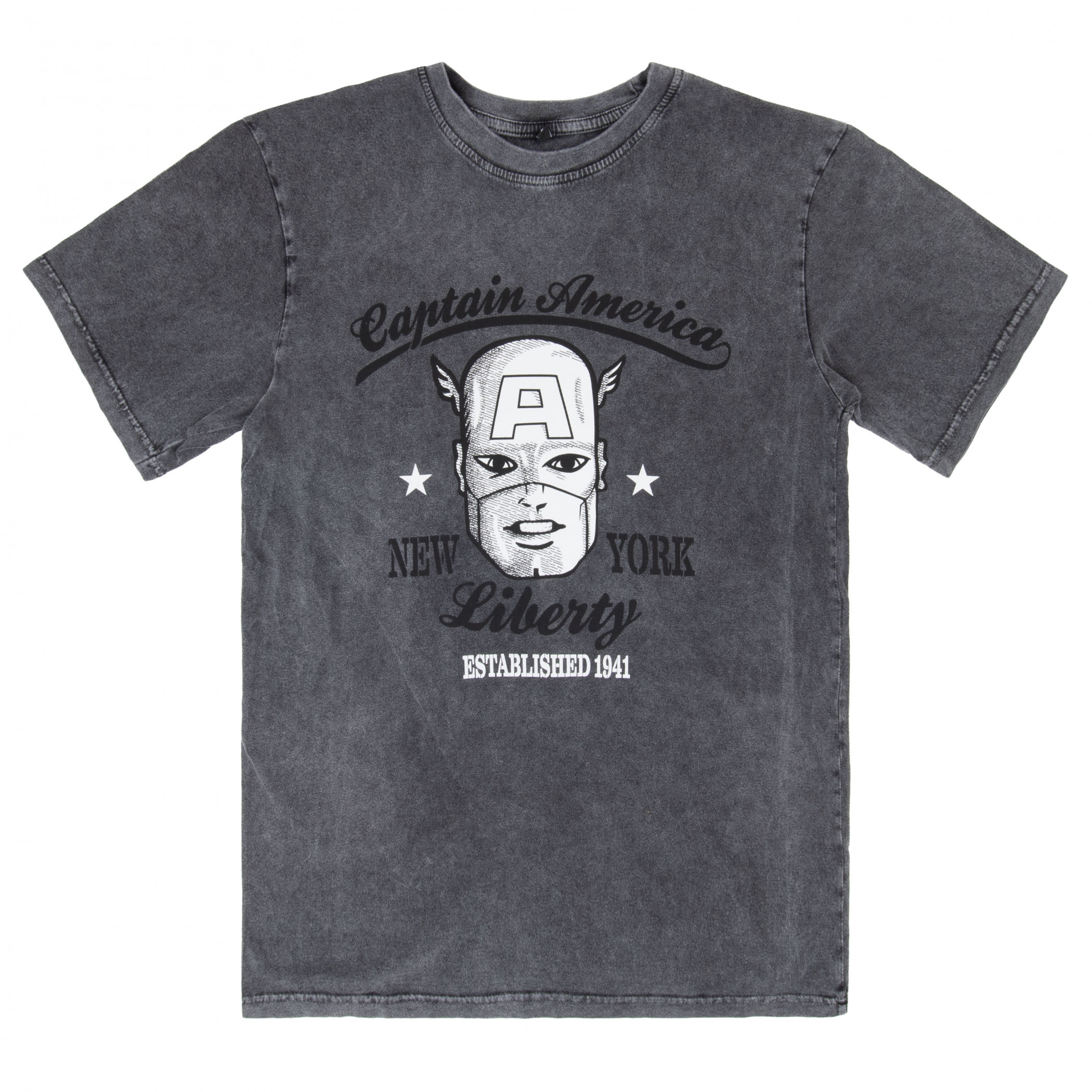Captain America Est. 1941 Stone Wash Charcoal T-Shirt, Grey