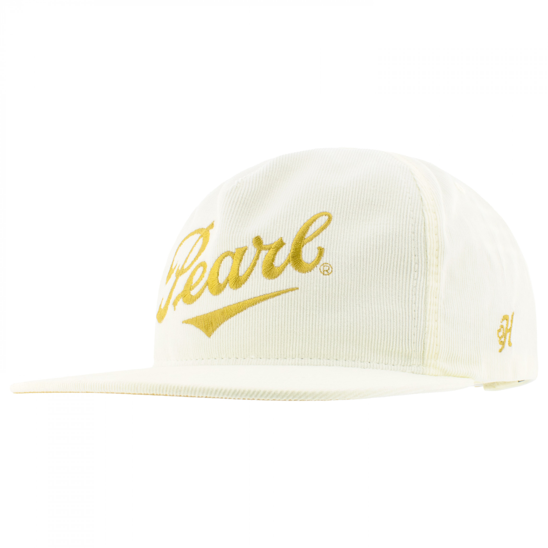 Pearl Cream Corduroy with Gold Logo 5-Panel Trucker Hat