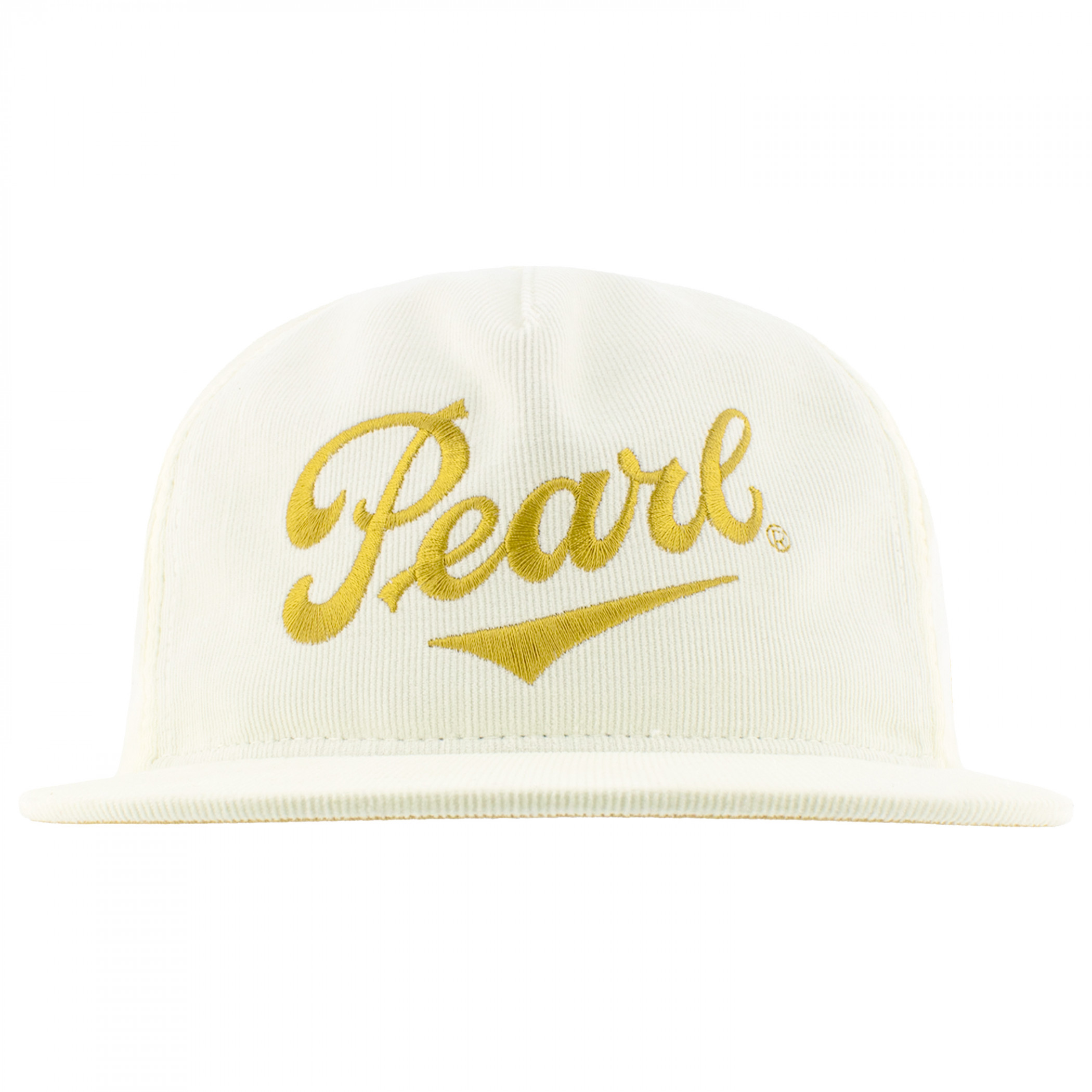Pearl Cream Corduroy with Gold Logo 5-Panel Trucker Hat