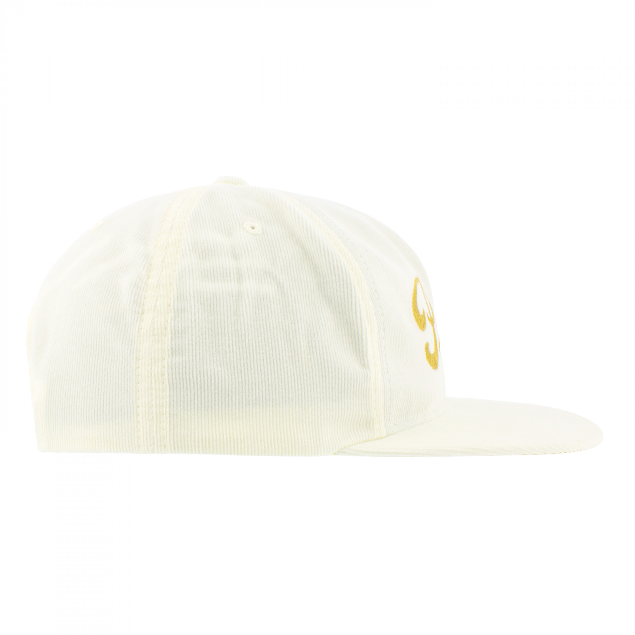 Pearl Cream Corduroy with Gold Logo 5-Panel Trucker Hat