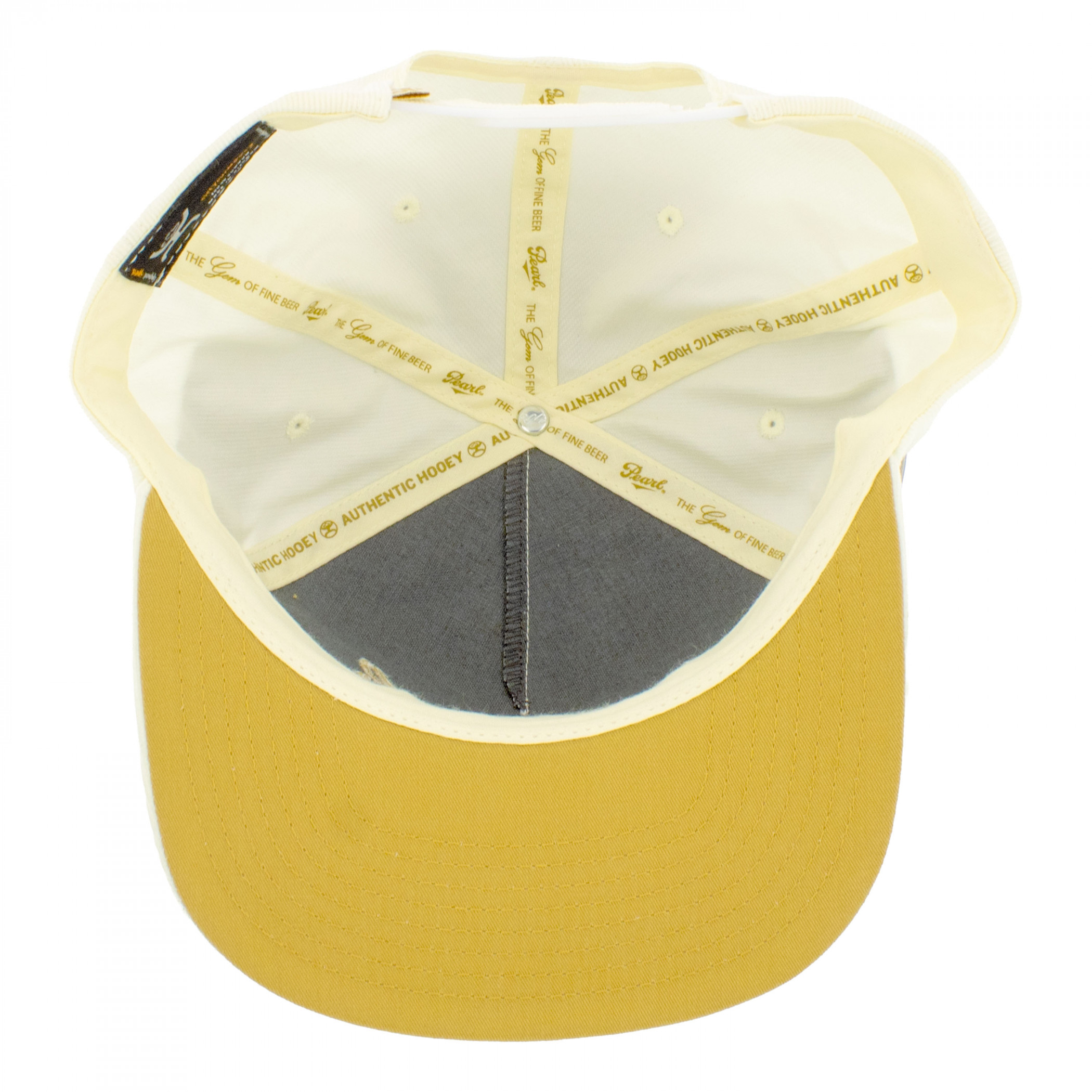 Pearl Cream Corduroy with Gold Logo 5-Panel Trucker Hat