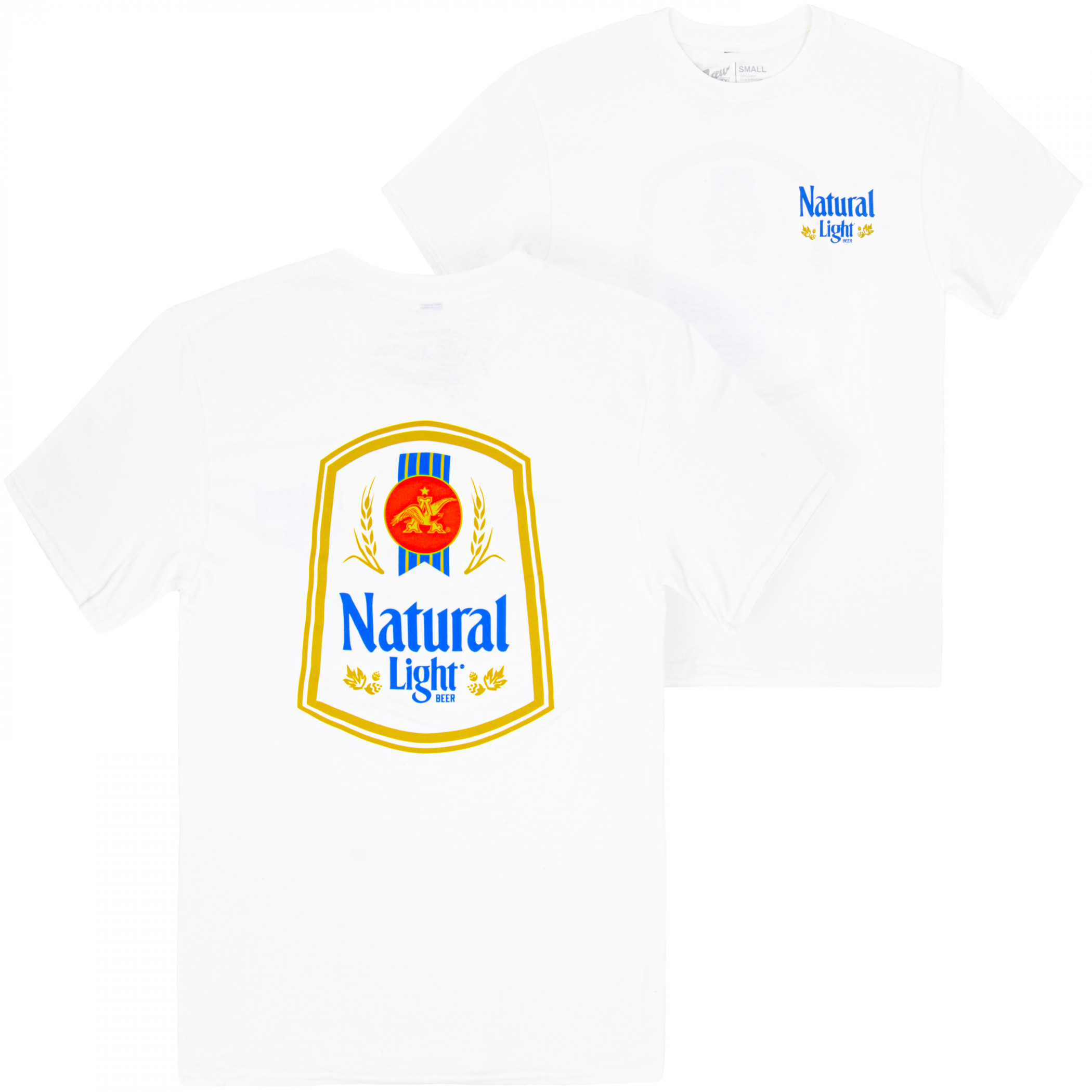 Natural Light Label White Front and Back Print T-Shirt