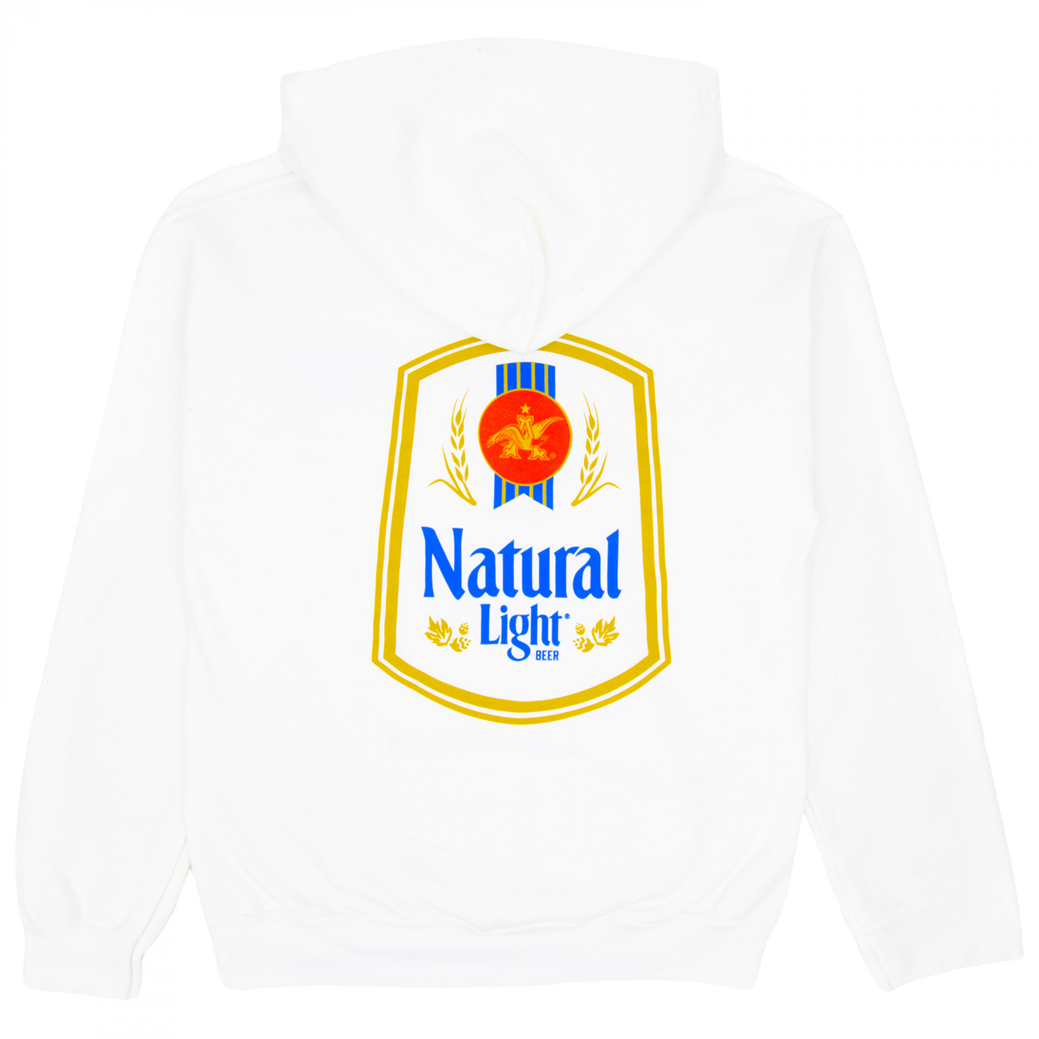 Natural Light Label White Front and Back Print Hoodie