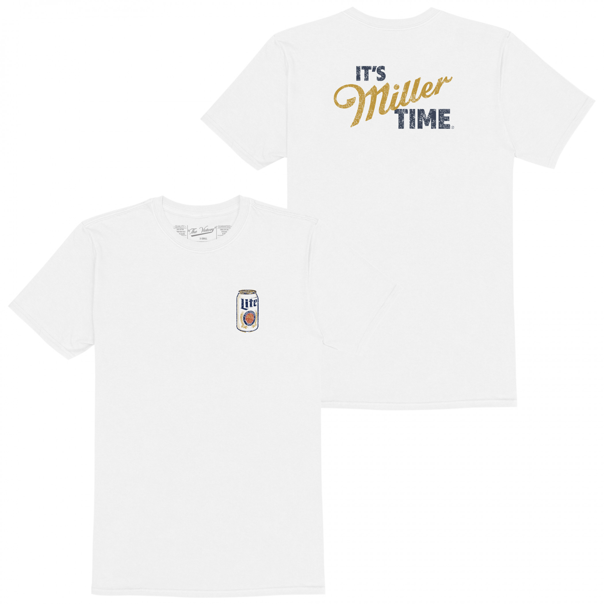 Miller Lite Can Icon It's Miller Time Front and Back Print T-Shirt