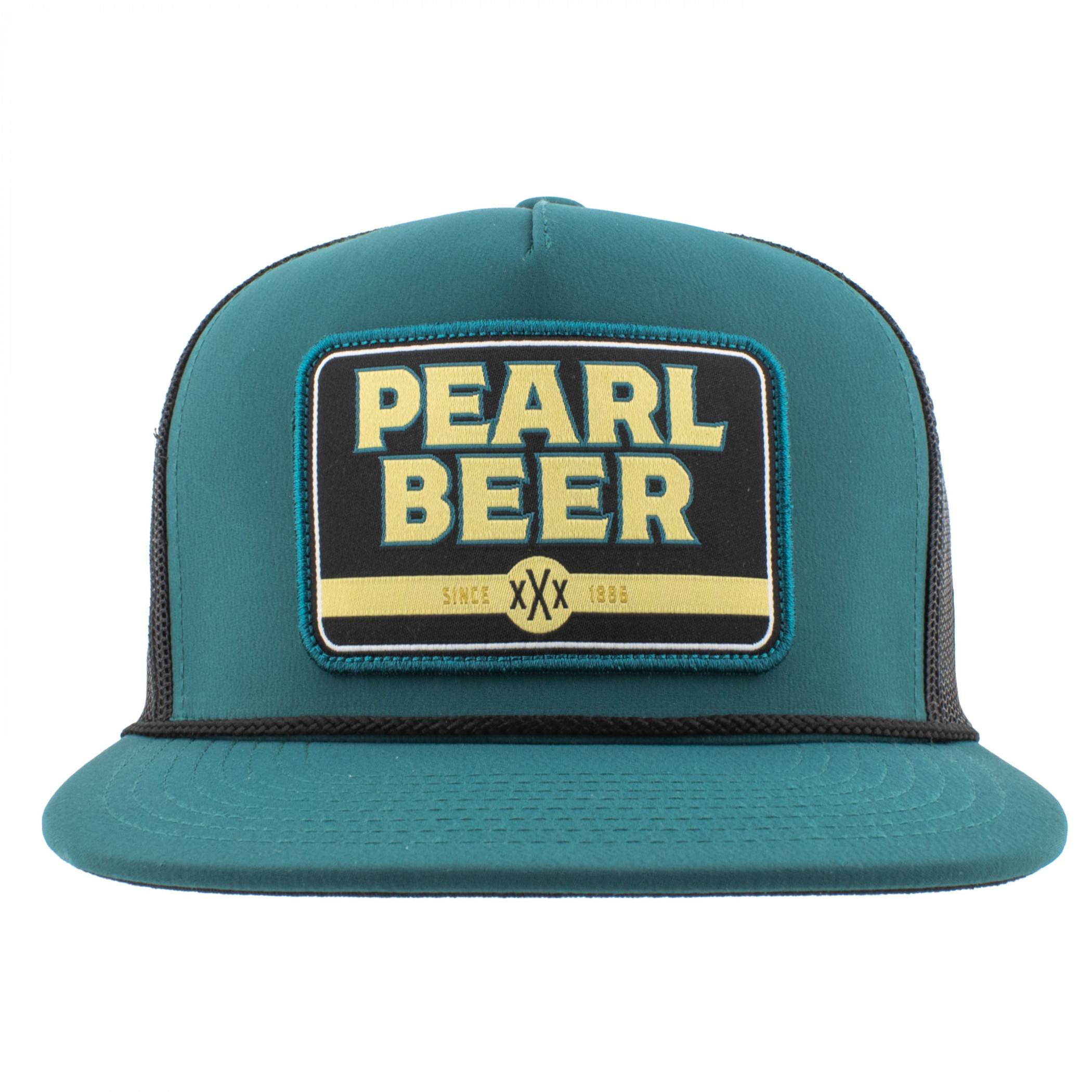 Pearl Beer 5-Panel Teal Trucker Hat with Patch Logo