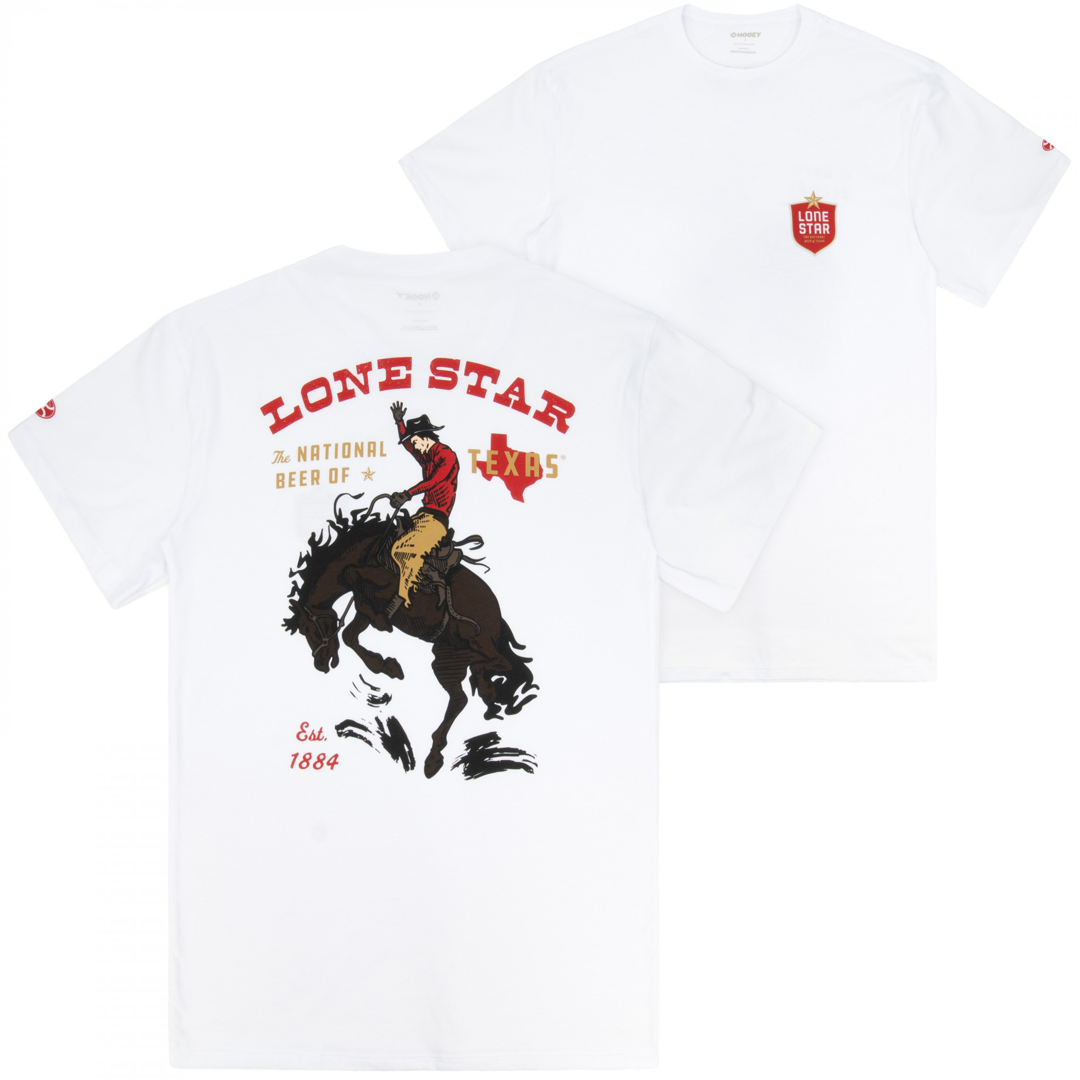 Lone Star Beer Horse and Cowboy Front & Back Print T-Shirt