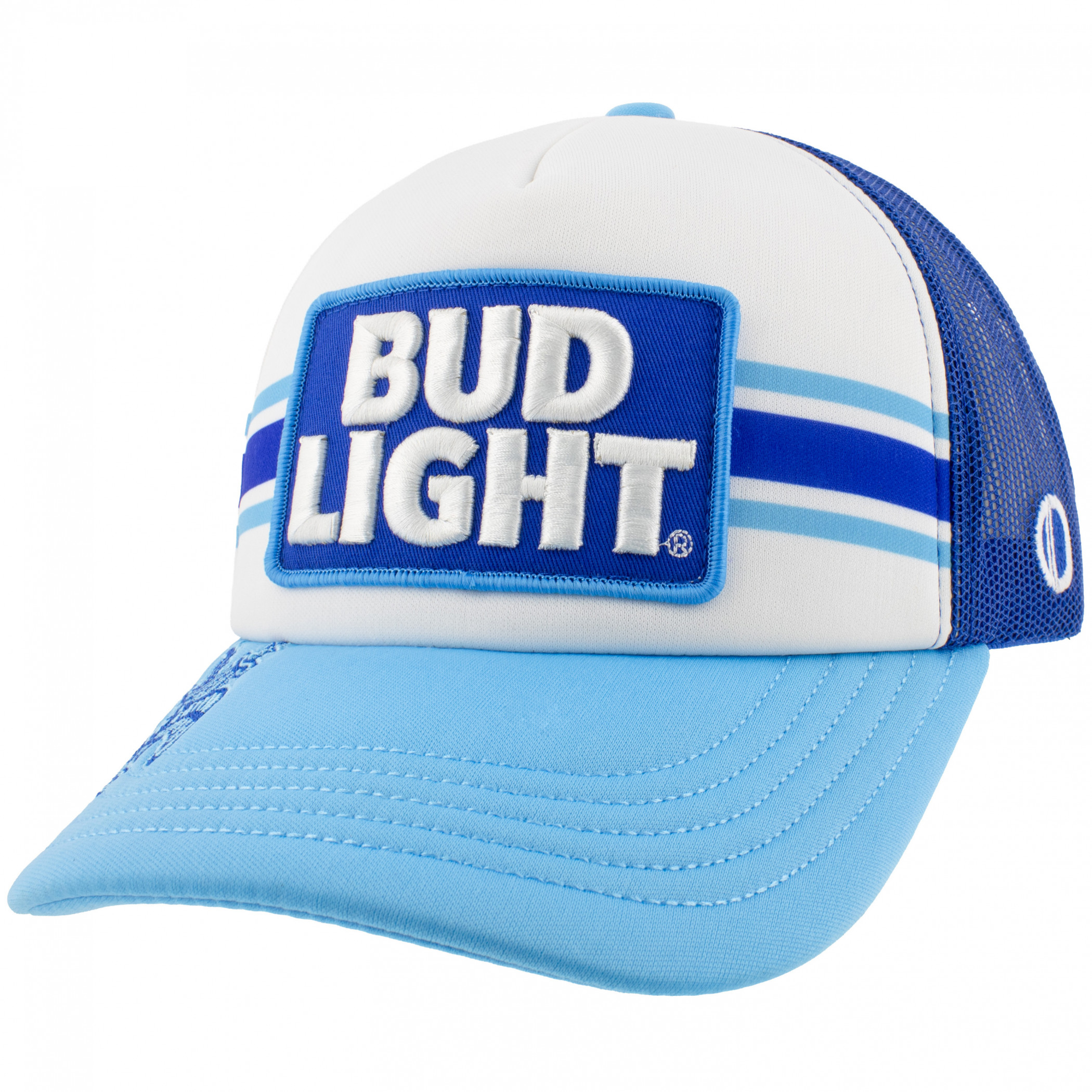 Bud Light Patches Blue Mesh Trucker Hat