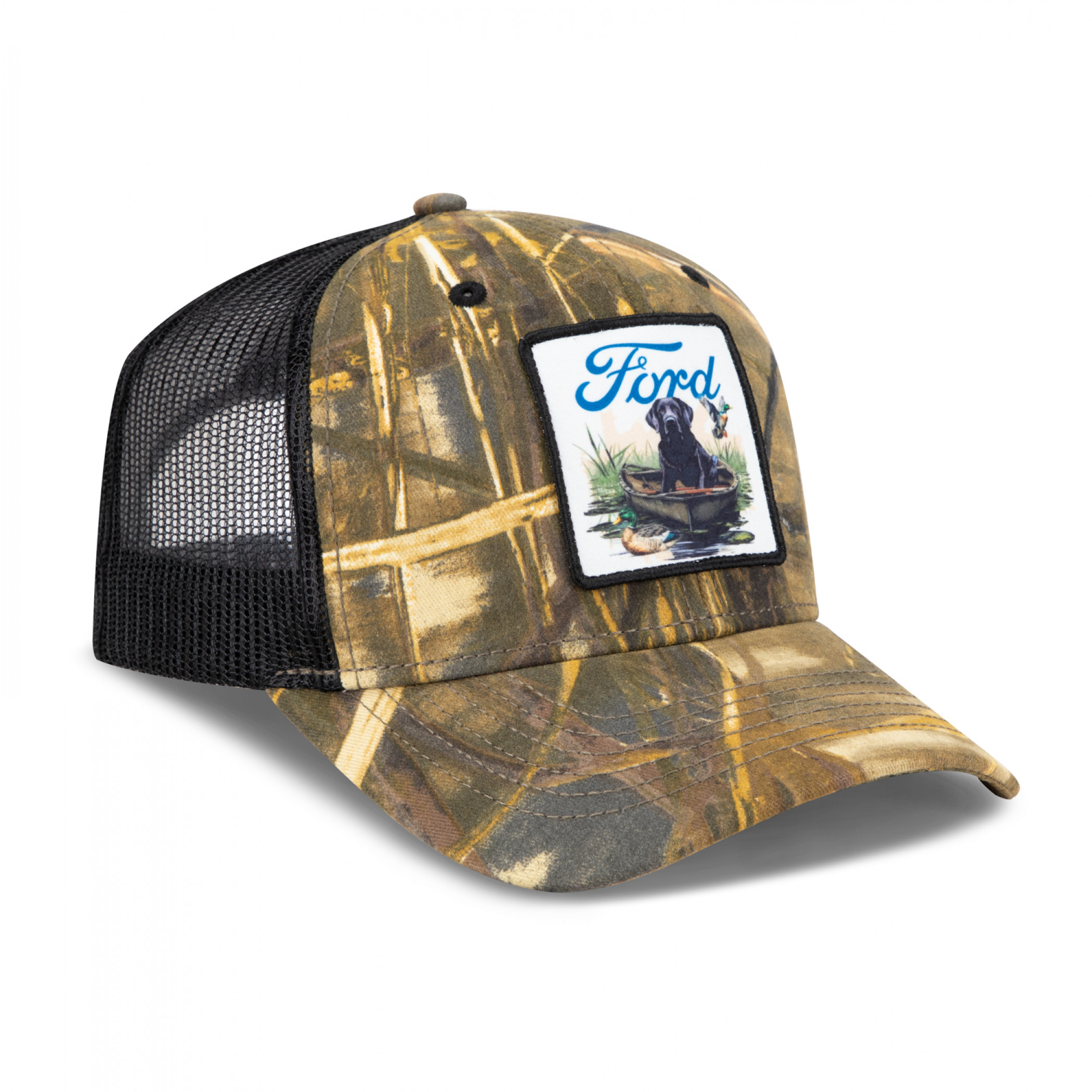 Ford Realtree Advantage Max with Dog in a Canoe Camo Snapback Hat