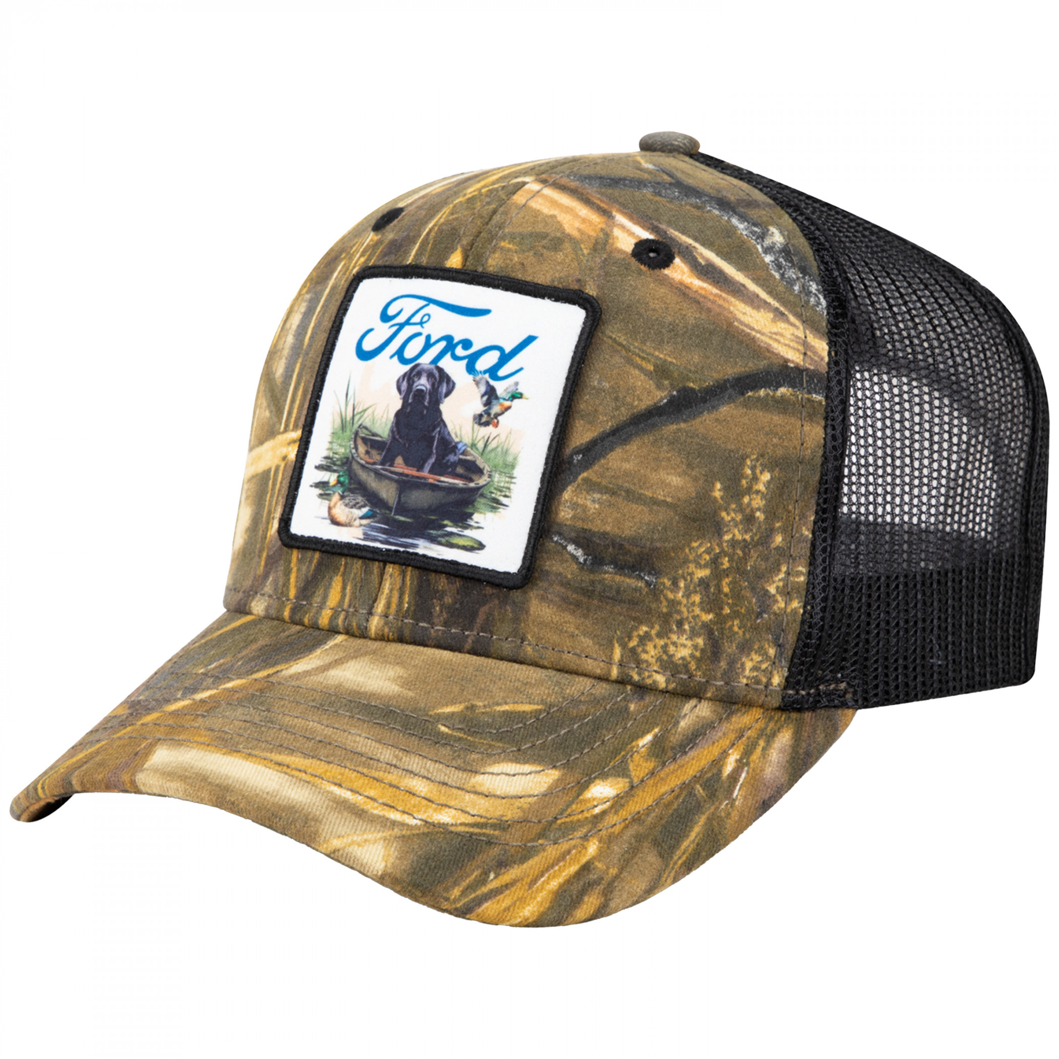Ford Realtree Advantage Max with Dog in a Canoe Camo Snapback Hat
