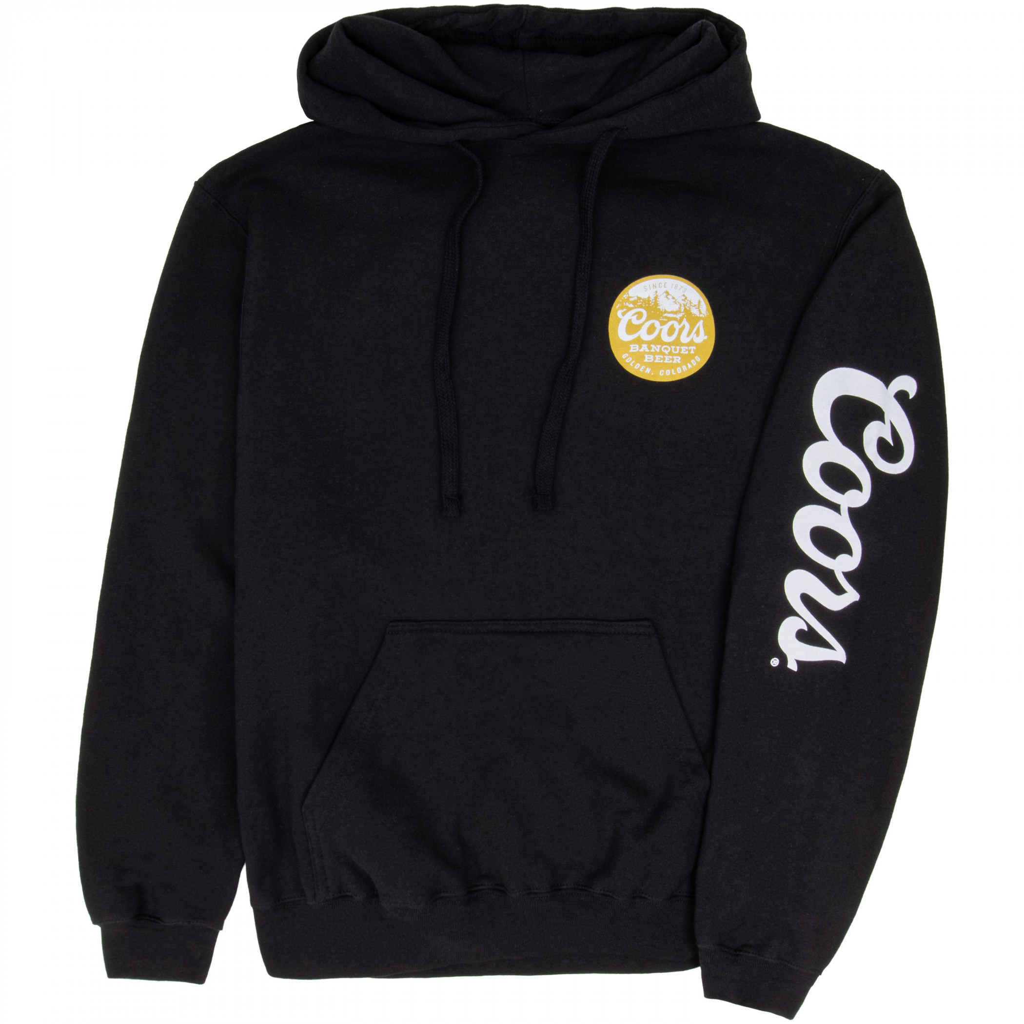 Coors Banquet Beer Sepia Tone Mountains Front and Back Print Hoodie