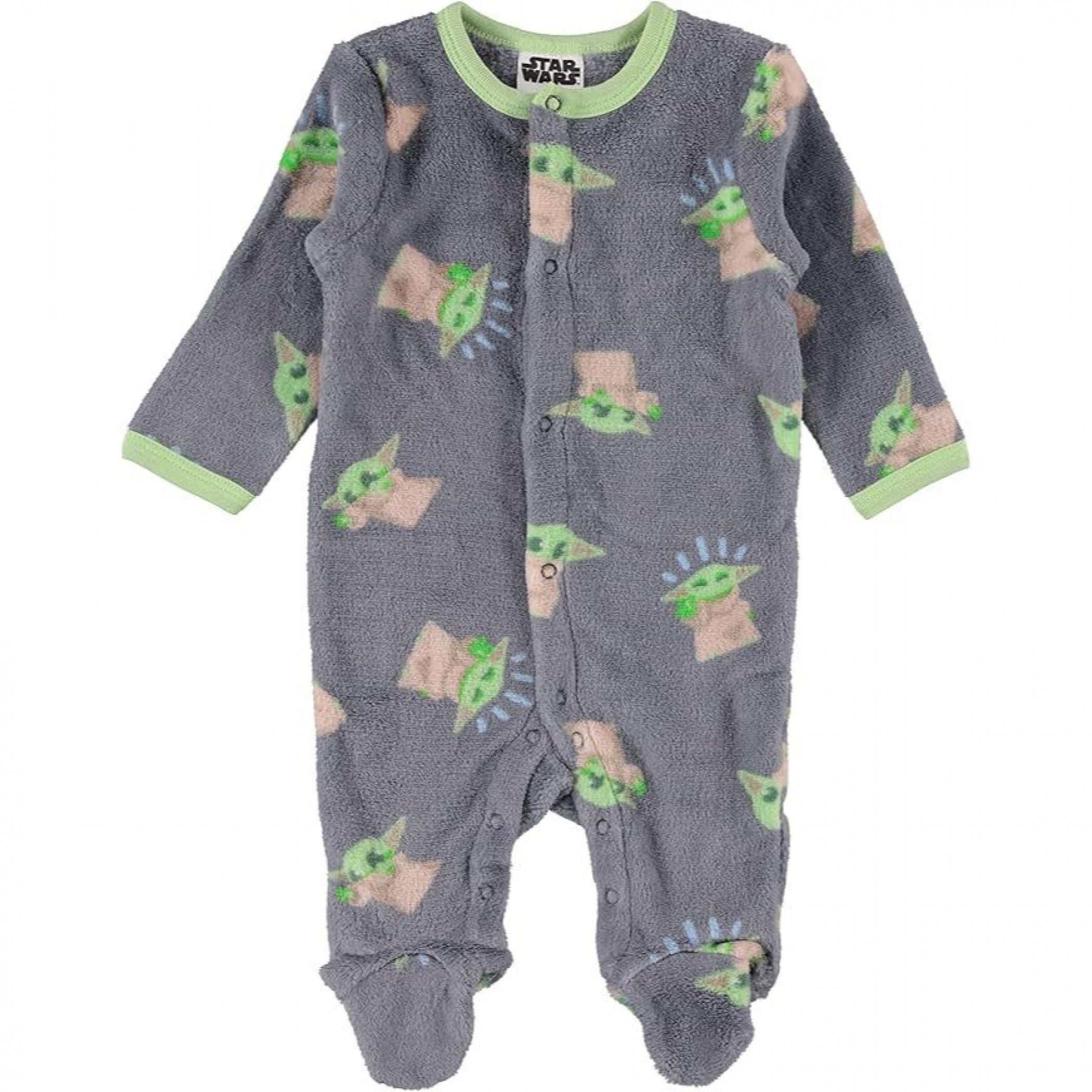Star Wars Grogu Poses All Over Print Footed Pajamas, Grey