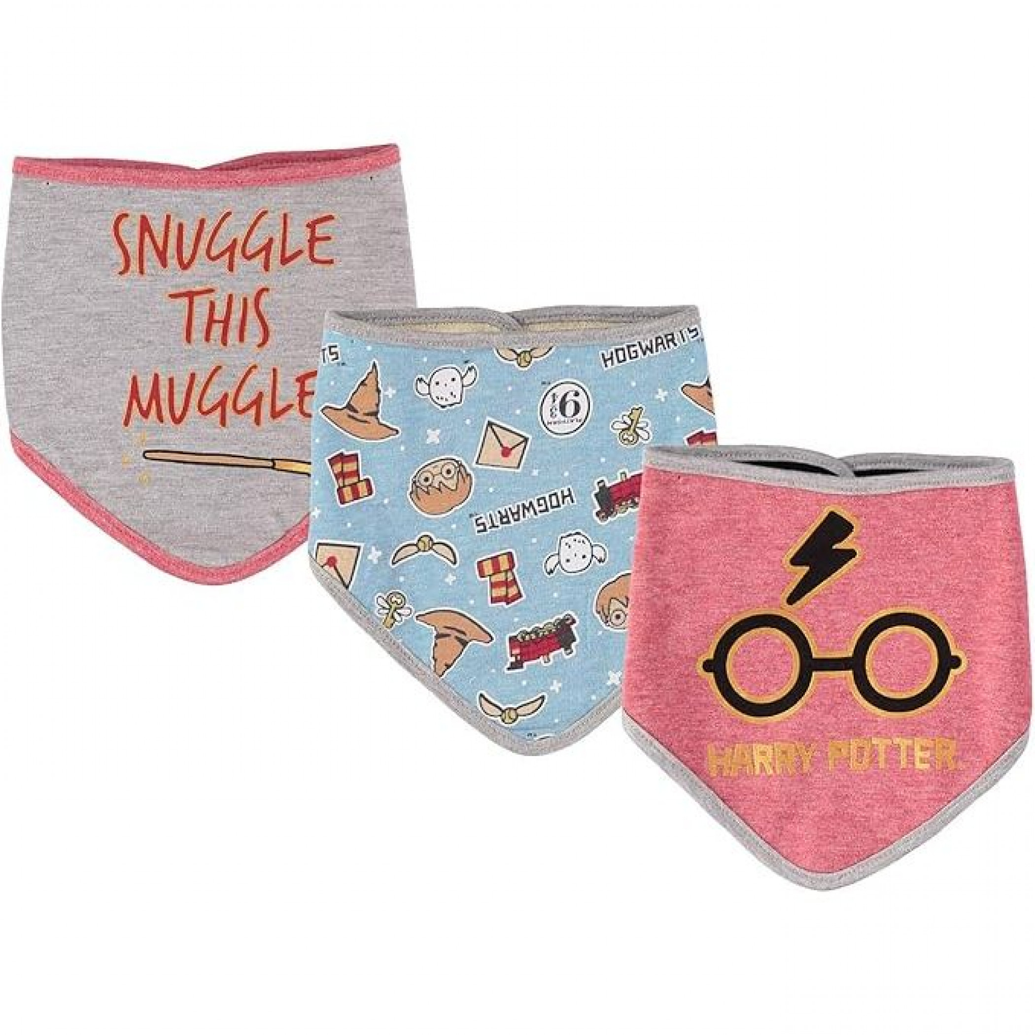 Harry Potter Snuggle This Muggle Bandana Bib 3-Pack, Multi-Color