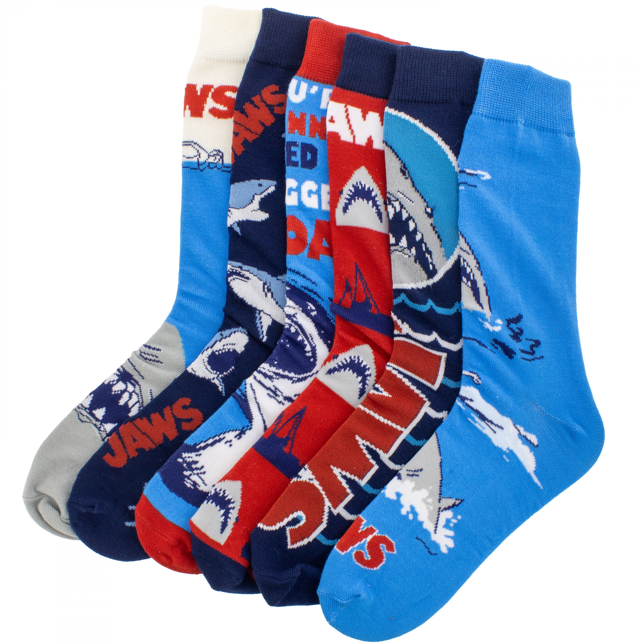 JAWS Assorted Ivory Crew Socks  6-Pack
