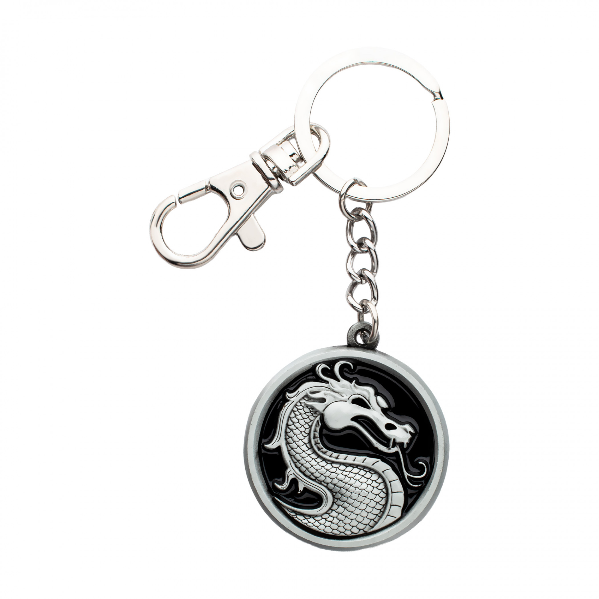 Mortal Kombat 3D Cast Dragon Icon Keychain, Silver