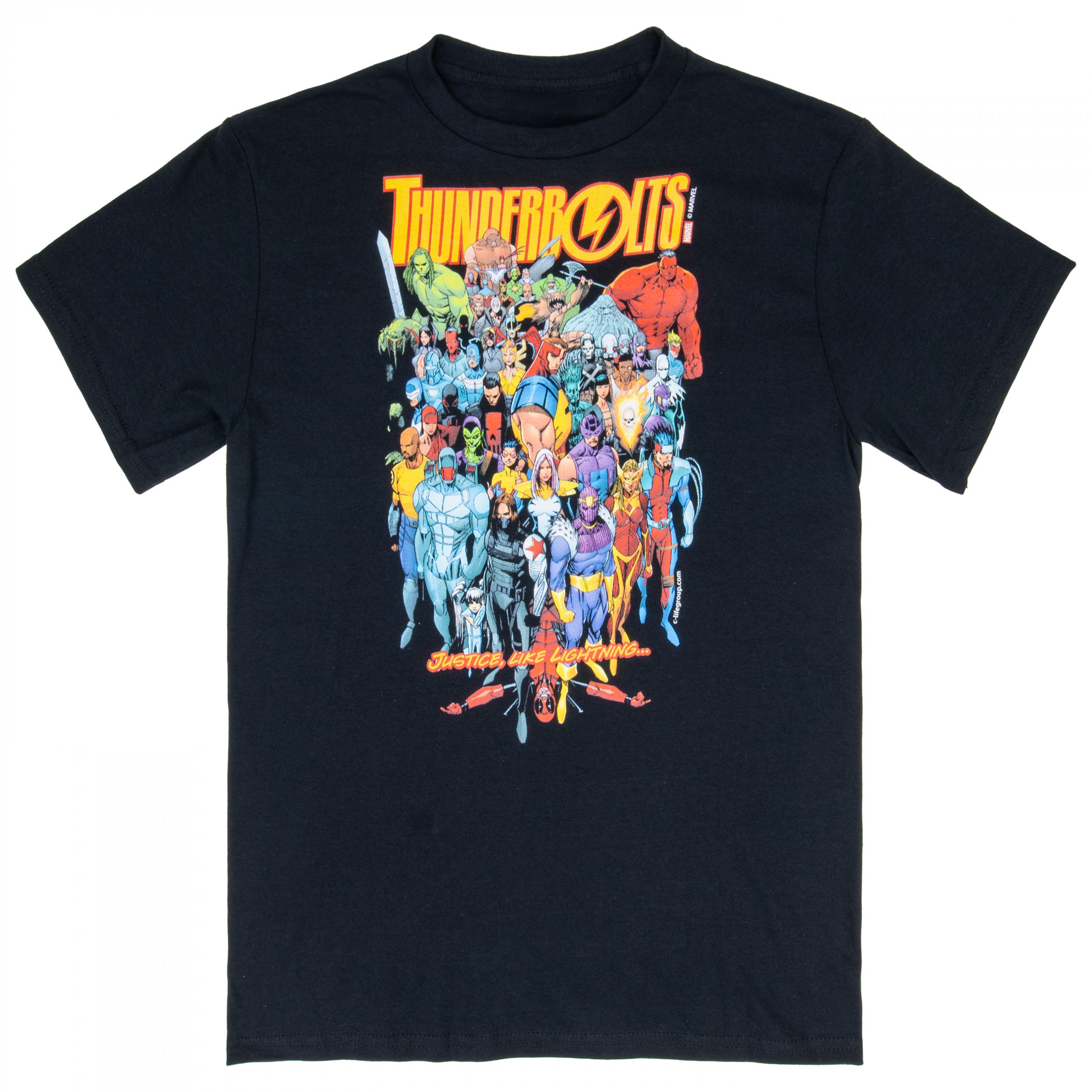 Thunderbolts Justice  Like Lightning Cover T-Shirt, Black