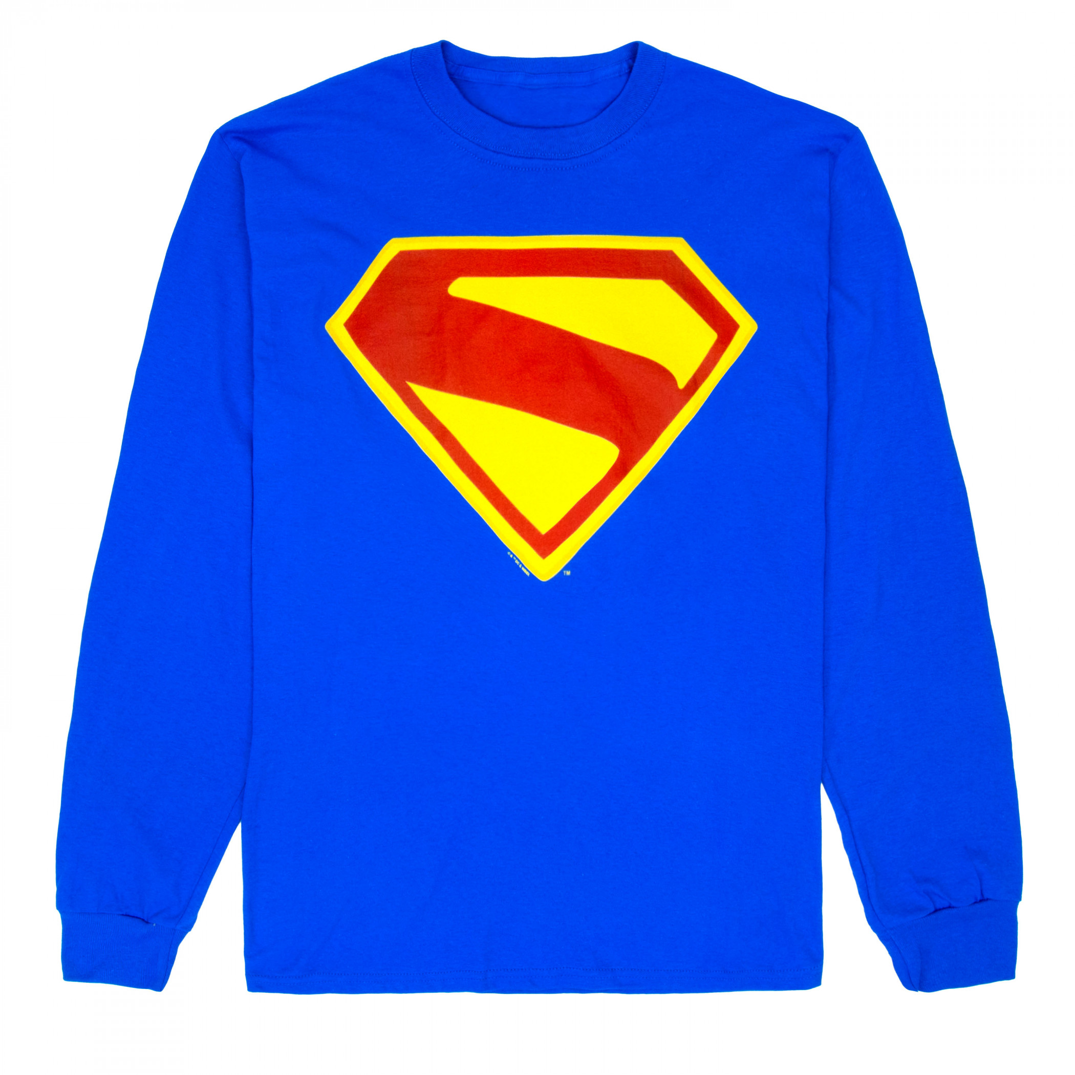 Superman James Gunn Logo Blue Long Sleeve Shirt, Blue