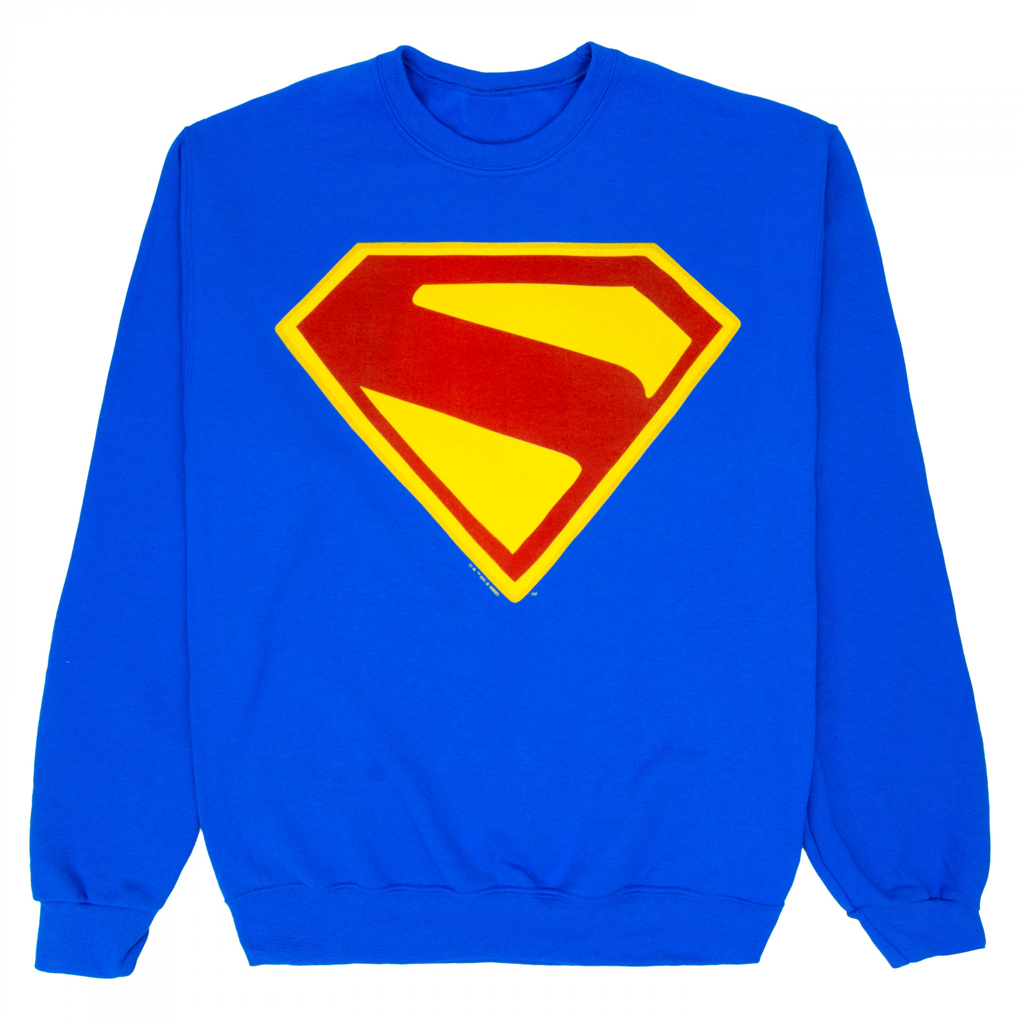 Superman James Gunn Logo Blue Crew Neck Sweatshirt, Blue