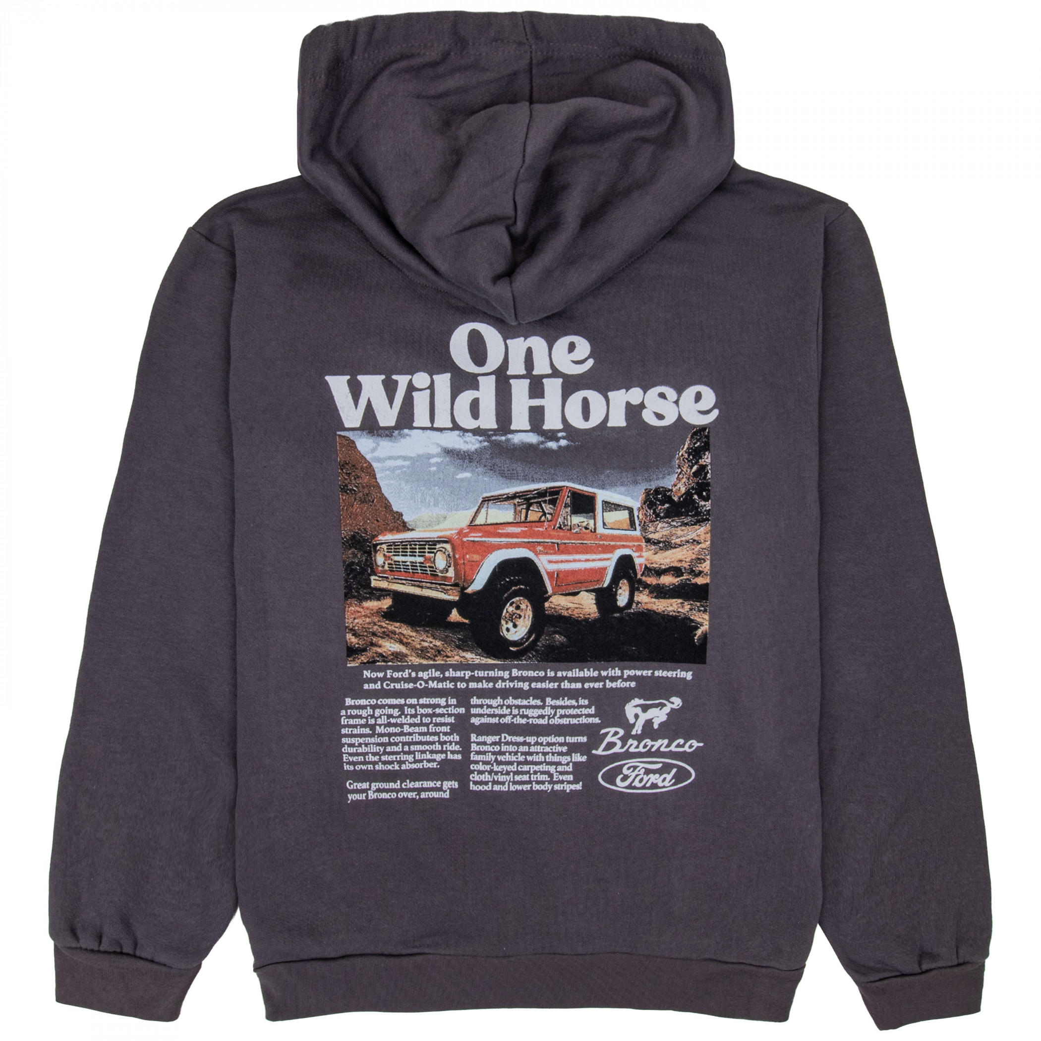 Ford Bronco One Wild Horse Front and Back Print Pull-Over Hoodie