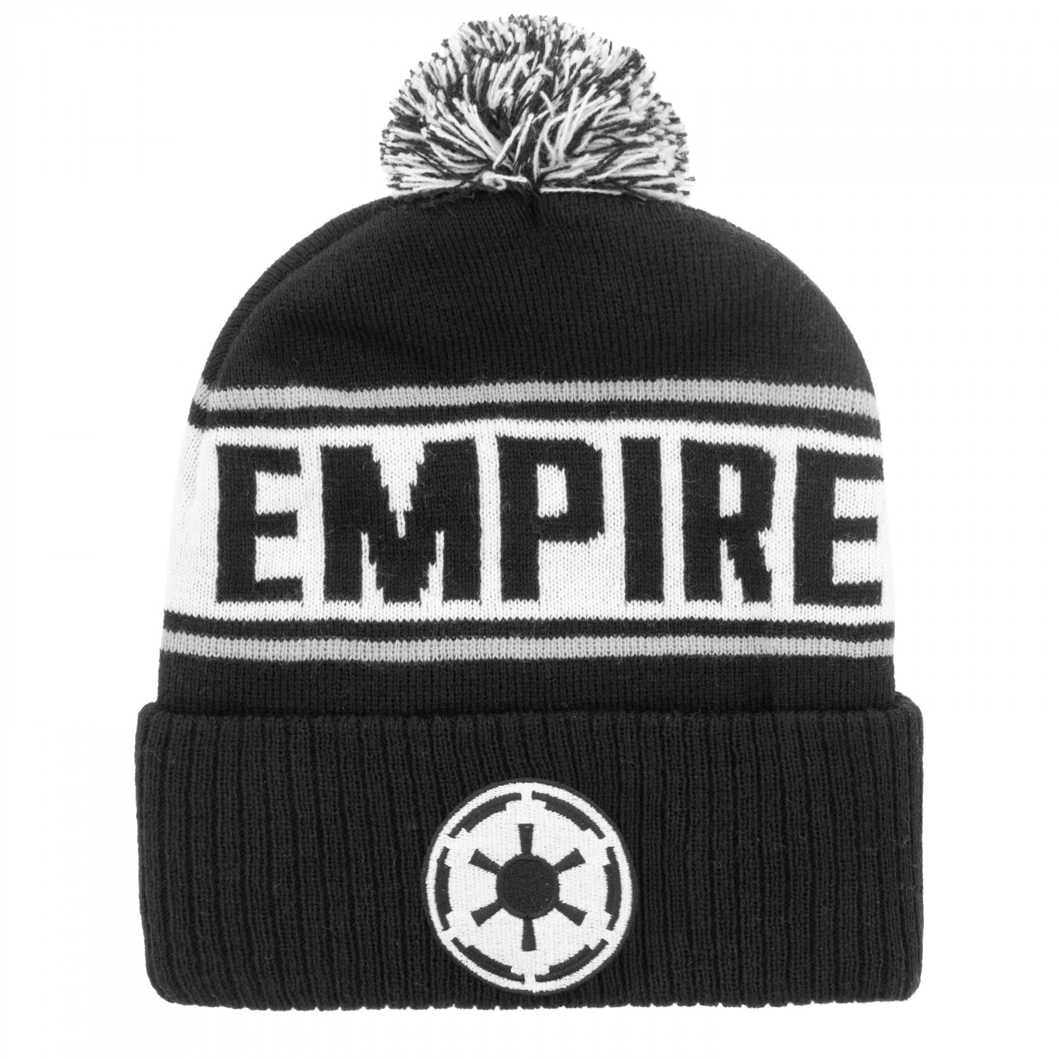 Star Wars Empire Logo Jacquard Knit Cuffed Beanie with Pom, Black
