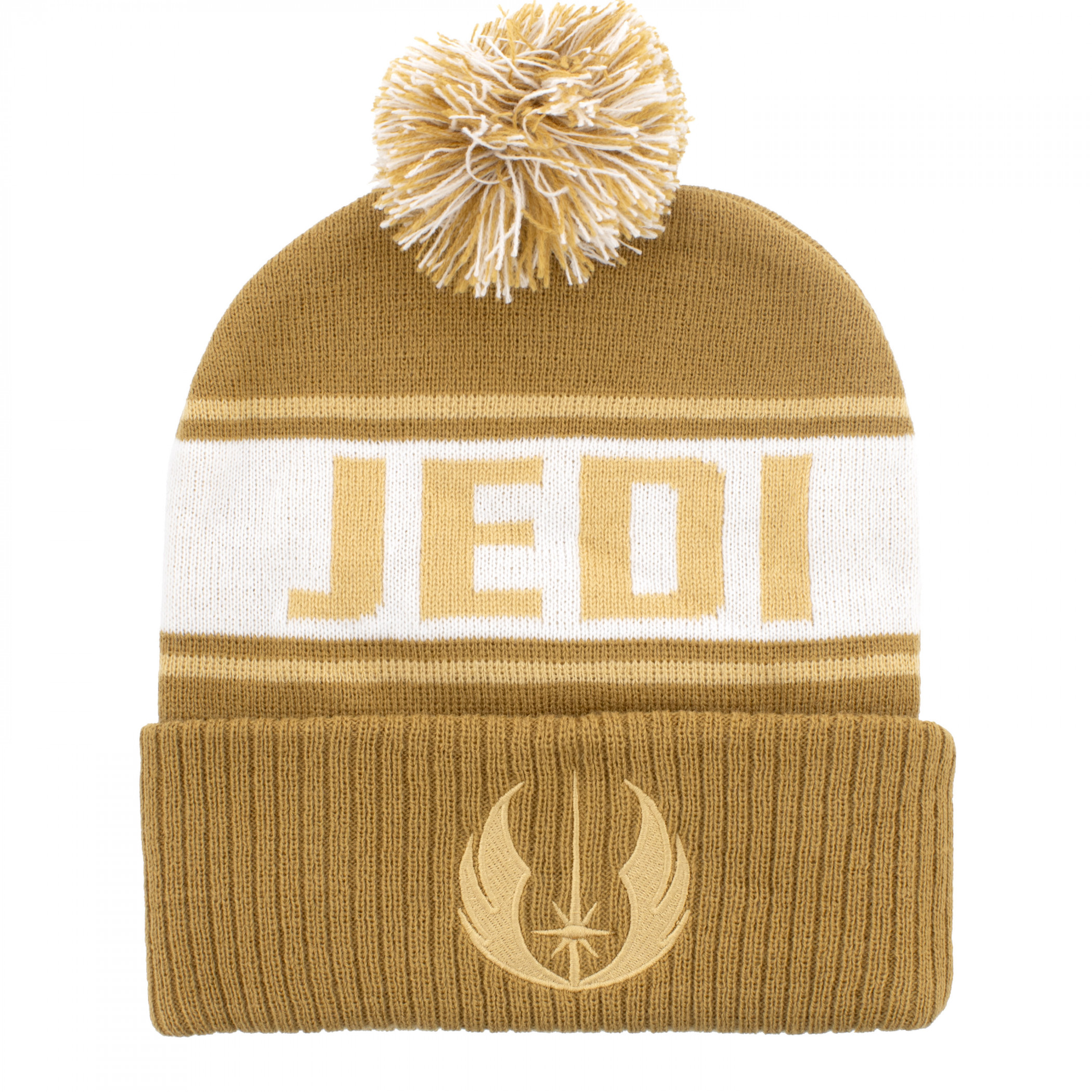 Star Wars Jedi Logo Jacquard Knit Cuffed Beanie with Pom, Beige