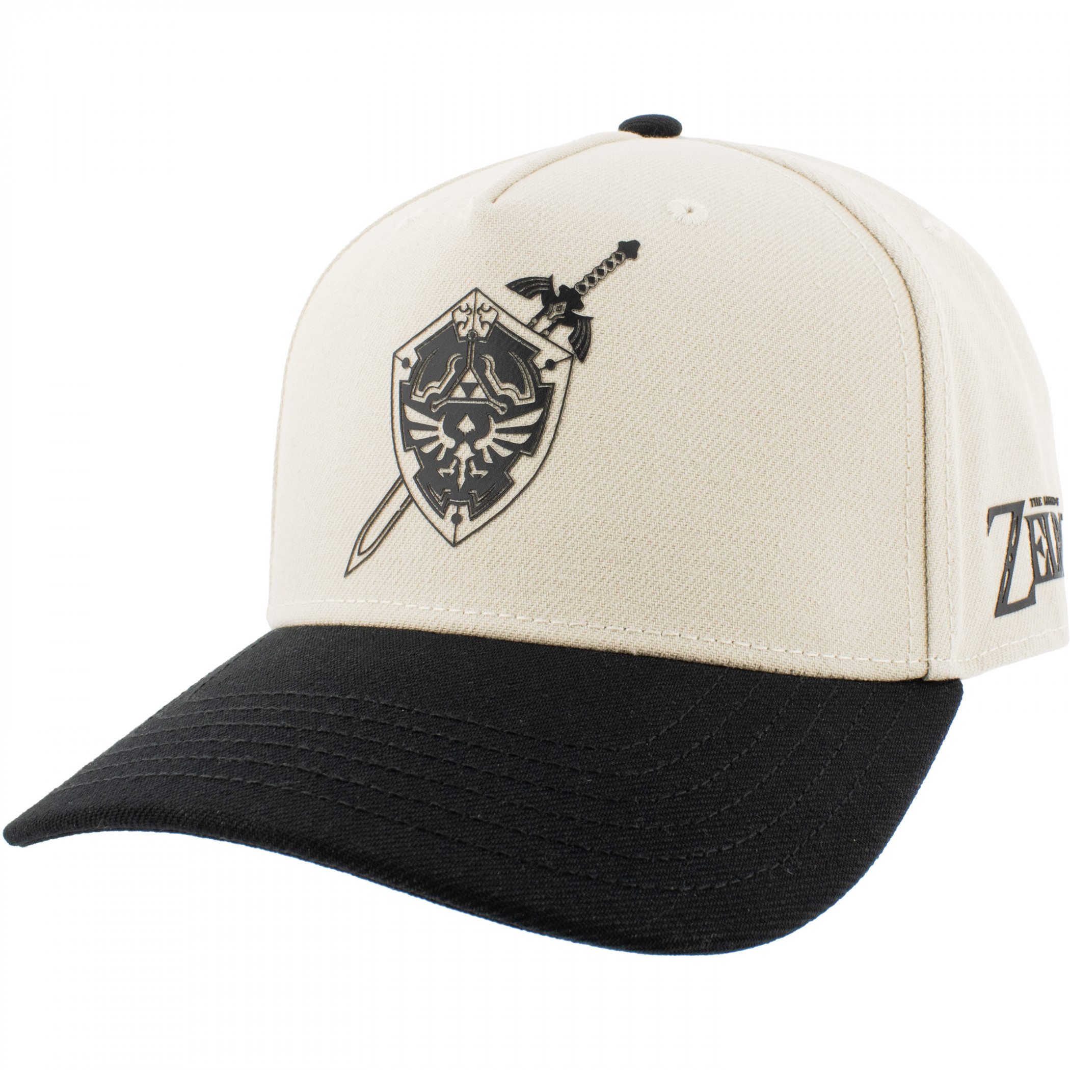Zelda Embroidered Hylain Shield White Wool Cap, White