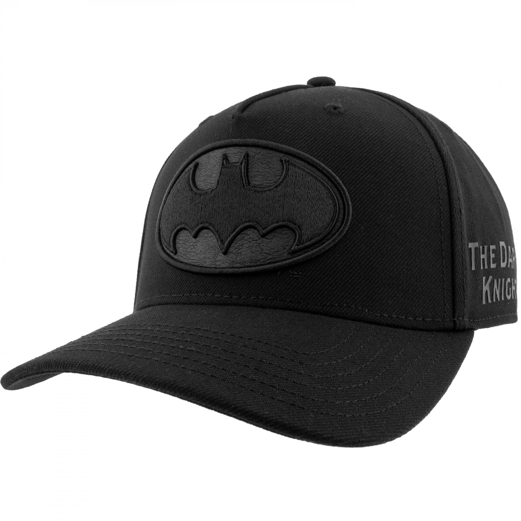 Batman Black on Black Embroidered Logo Poly-Wool Cap, Black