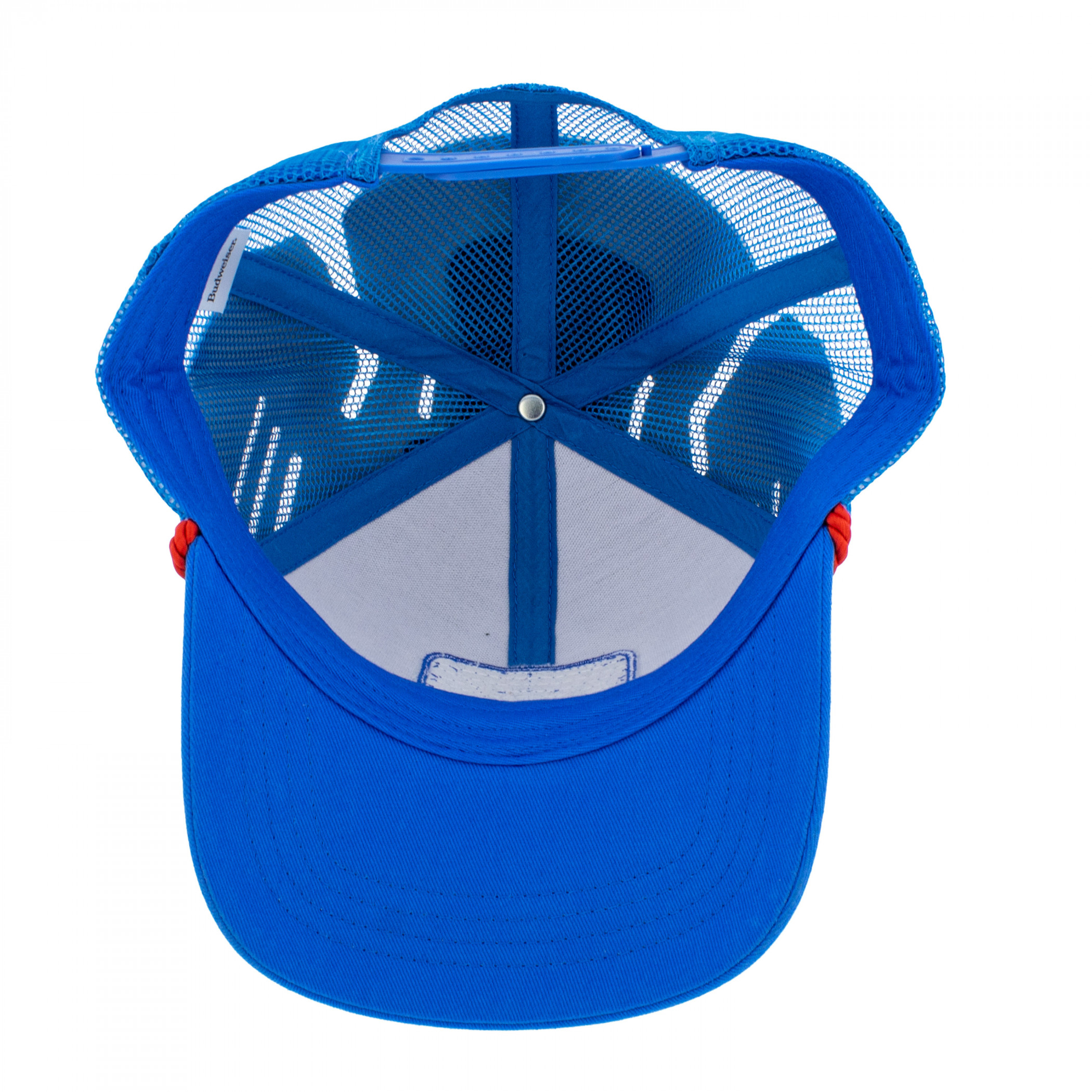 Budweiser Logo Patch Blue Bill Trucker Hat with Rope