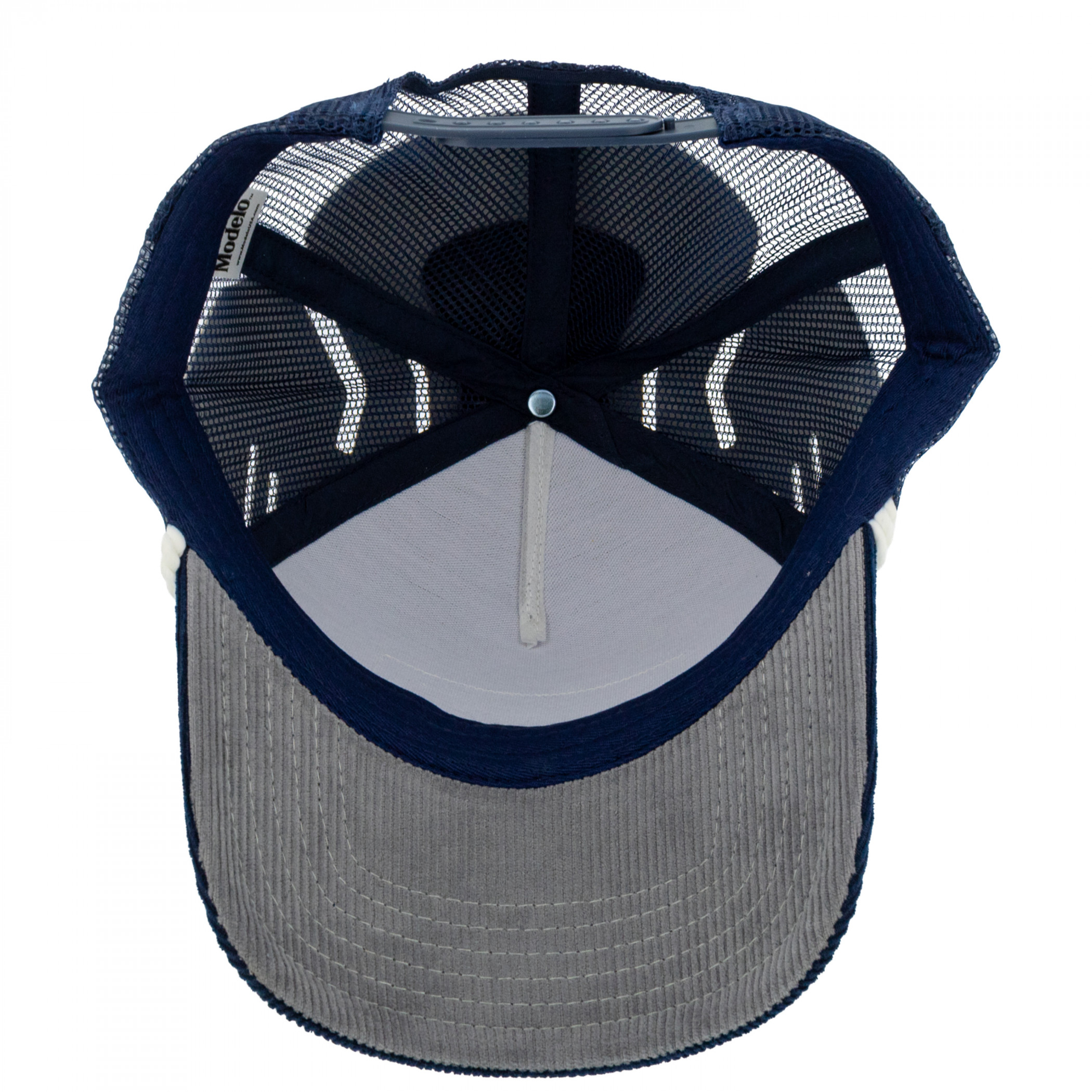 Modelo Logo Blue & Grey Corduroy Trucker Hat