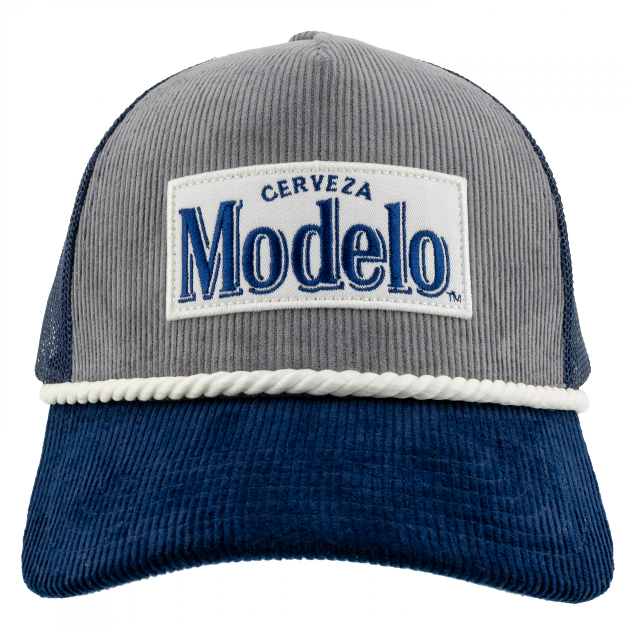 Modelo Logo Blue & Grey Corduroy Trucker Hat