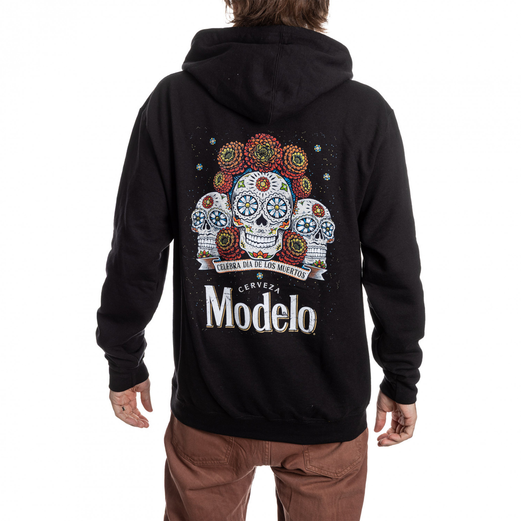 Modelo Celebra Dia De Los Muertos Front and Back Print Pullover Hoodie