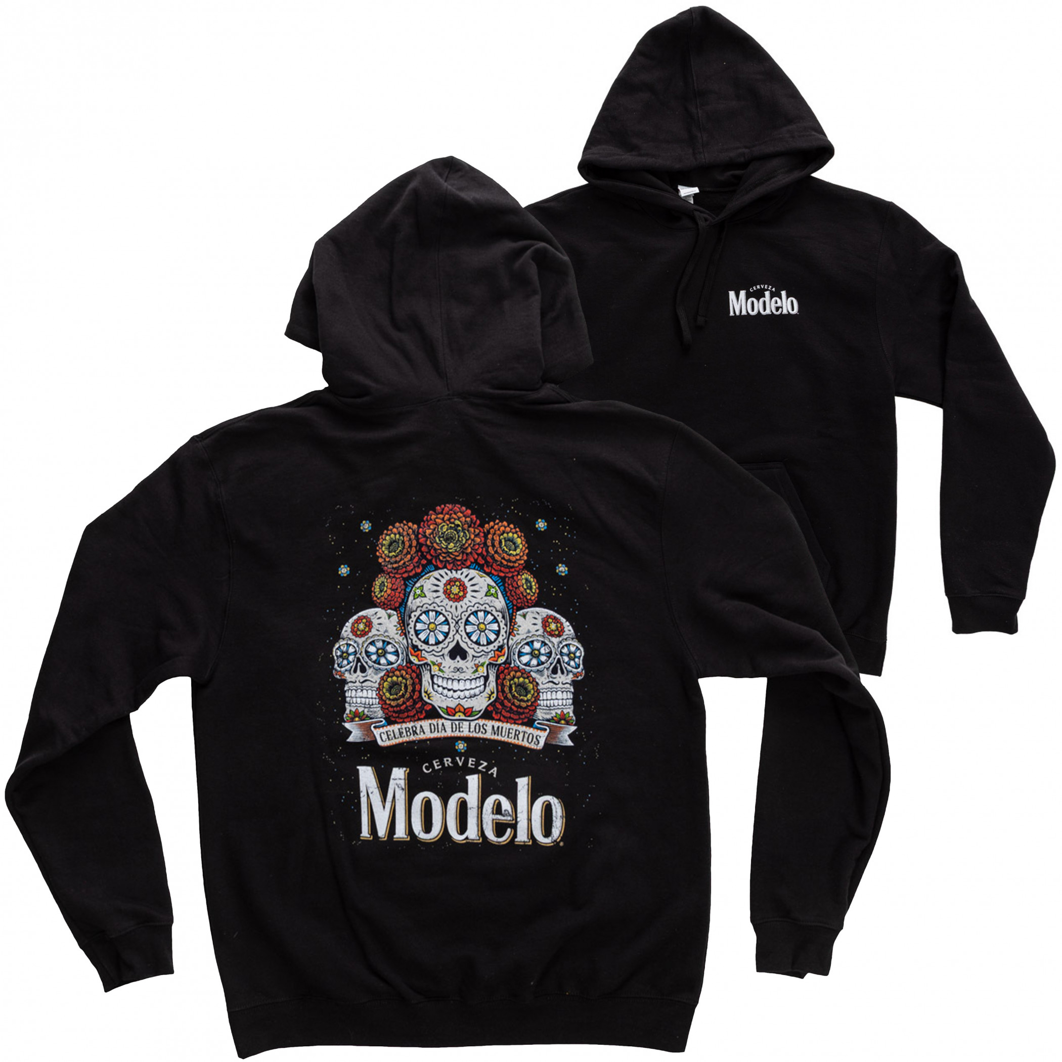 Modelo Celebra Dia De Los Muertos Front and Back Print Pullover Hoodie
