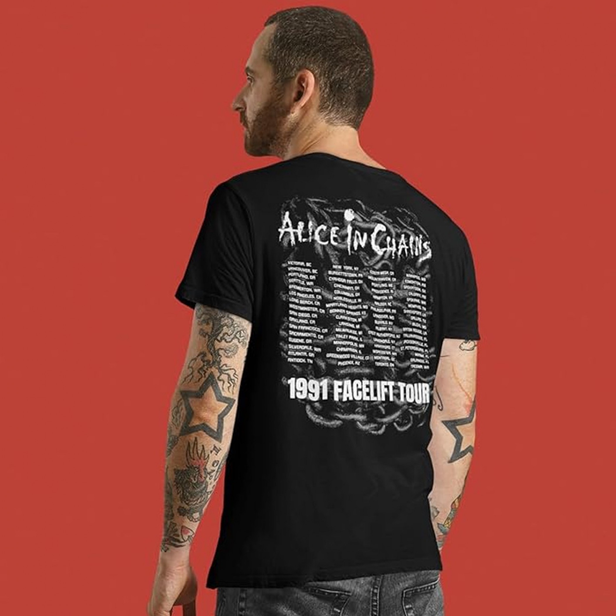 Alice In Chains 1991 Facelift Tour Front and Back Print T-Shirt - image 3