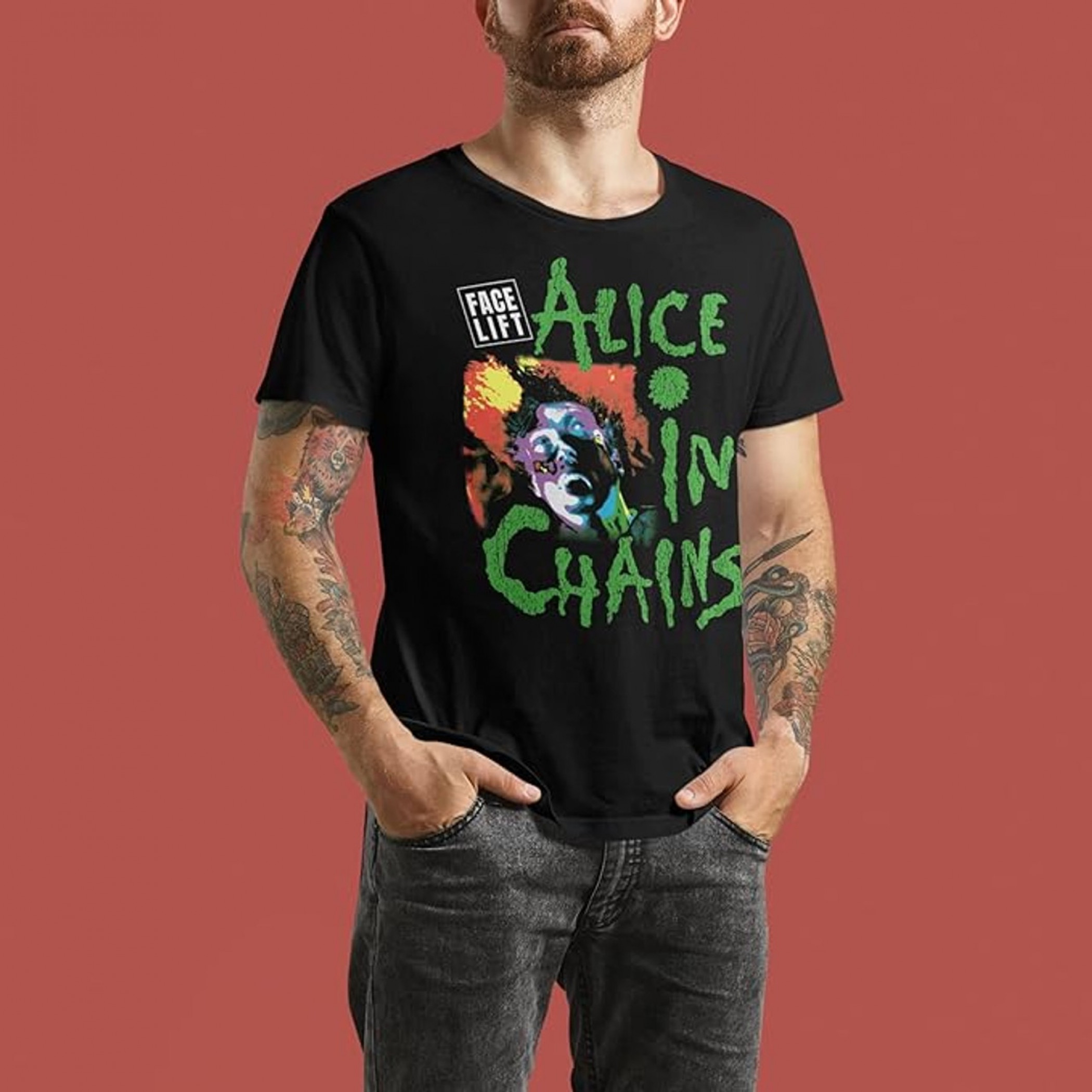 Alice In Chains 1991 Facelift Tour Front and Back Print T-Shirt - image 2