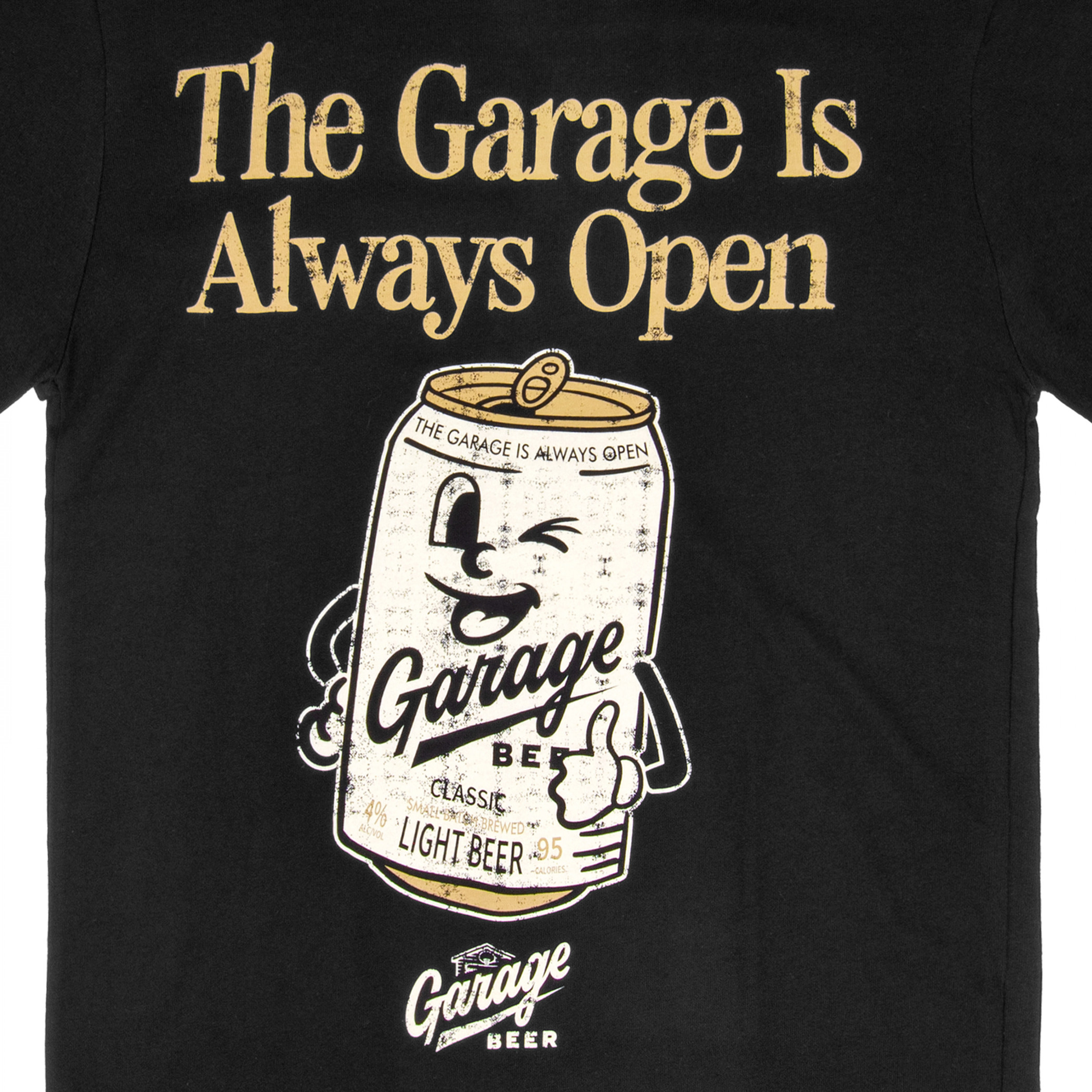 Garage Beer Always Open Thumbs Up Smiling Can T-Shirt