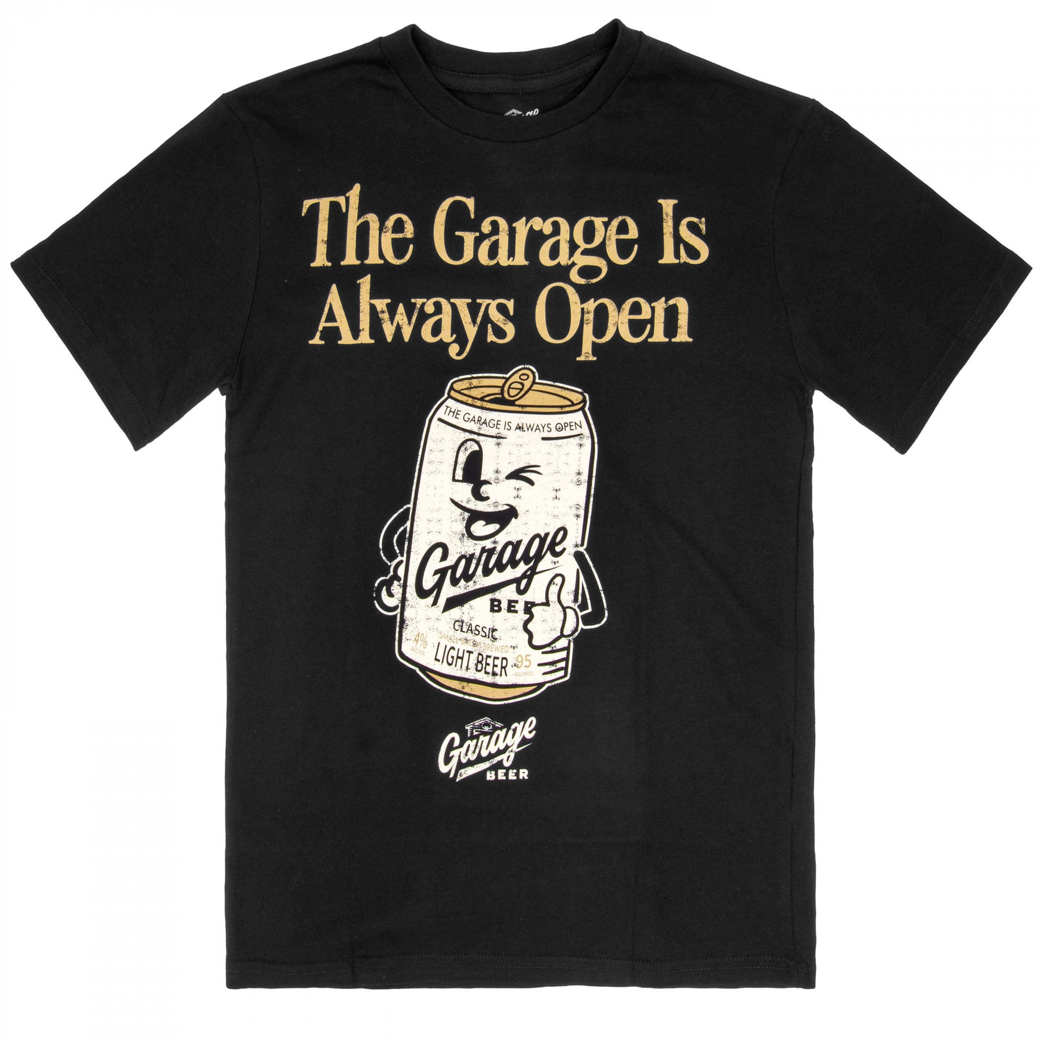 Garage Beer Always Open Thumbs Up Smiling Can T-Shirt