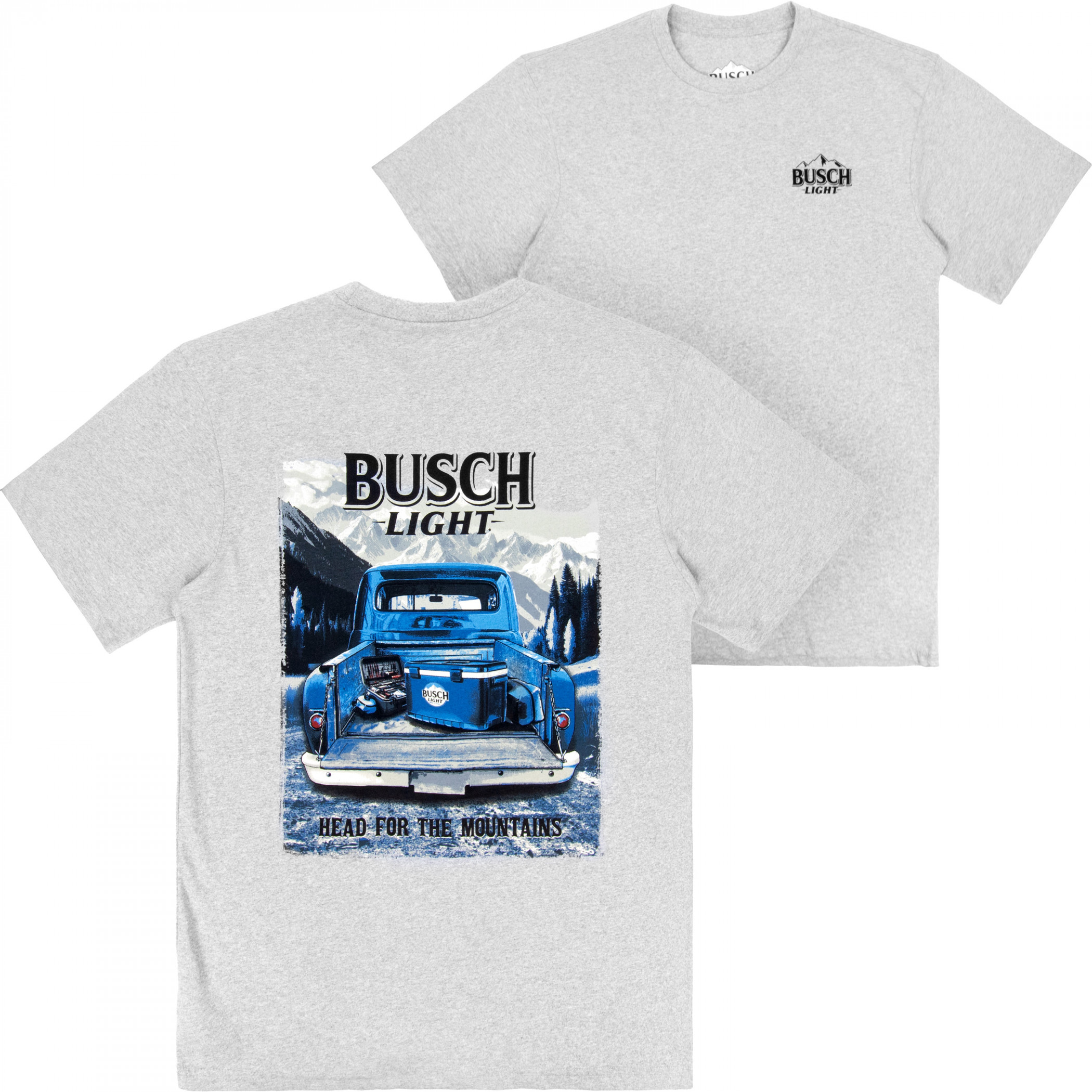 Busch Light Mountain Trucking Front and Back Print T-Shirt