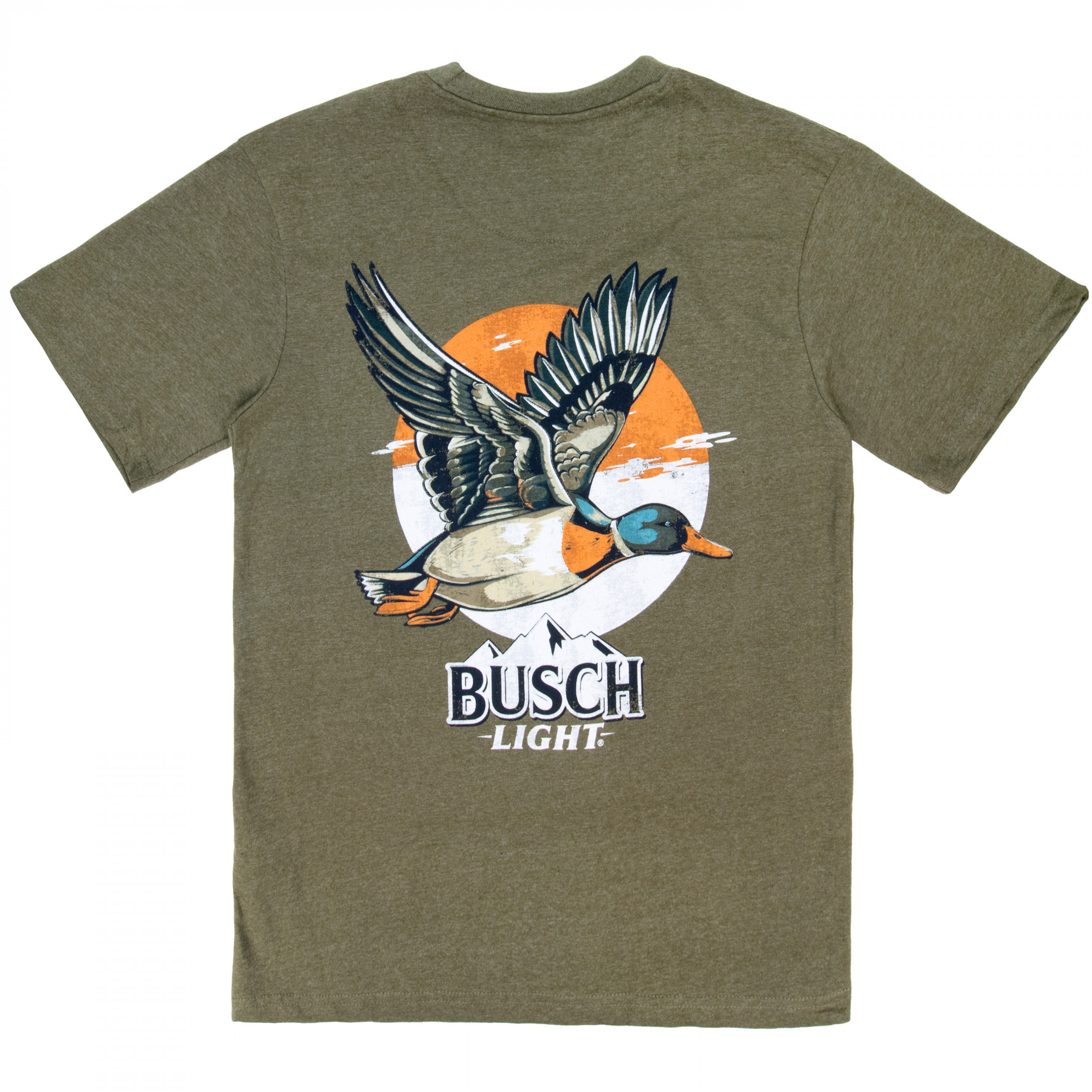 Busch Light Sunset Mallard Front and Back Print T-Shirt