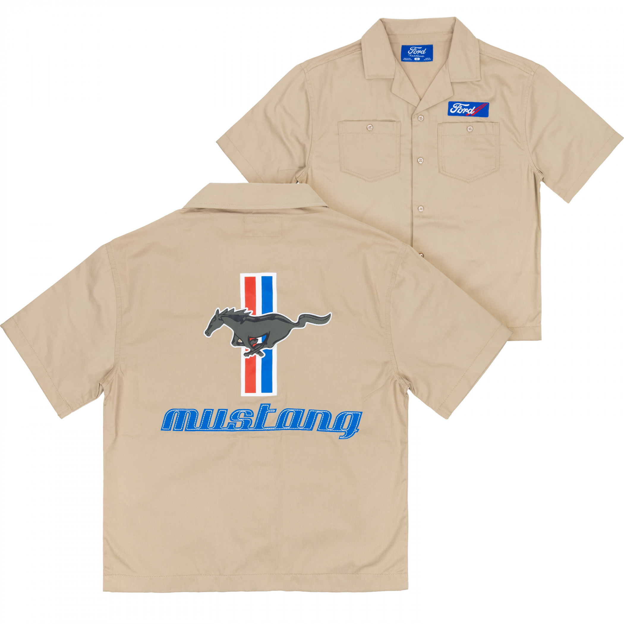 Ford Mustang Logo Button Down Mechanic Work Shirt