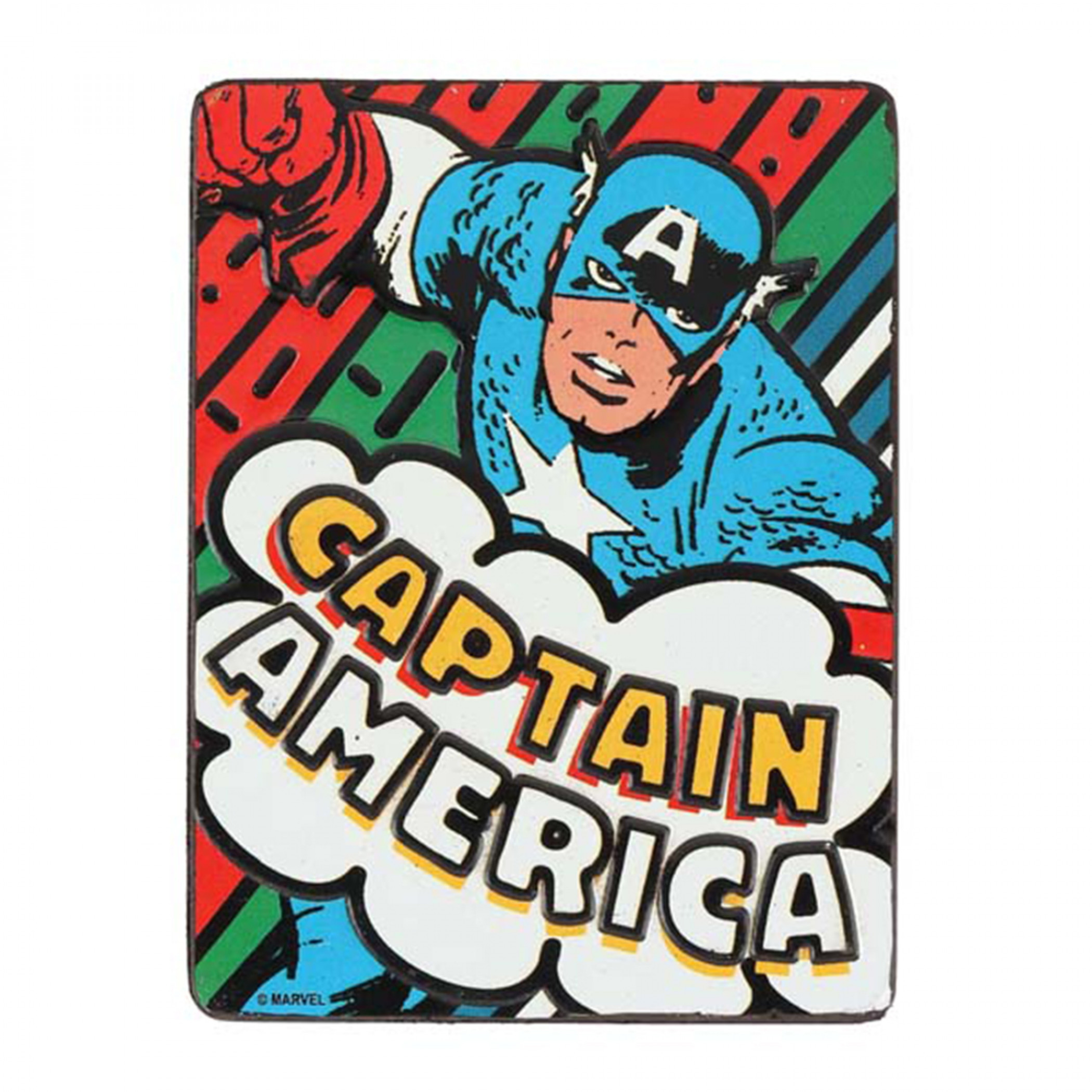 Marvel Comics Classic Captain America Character Embossed Tin Magnet, Multi-Color