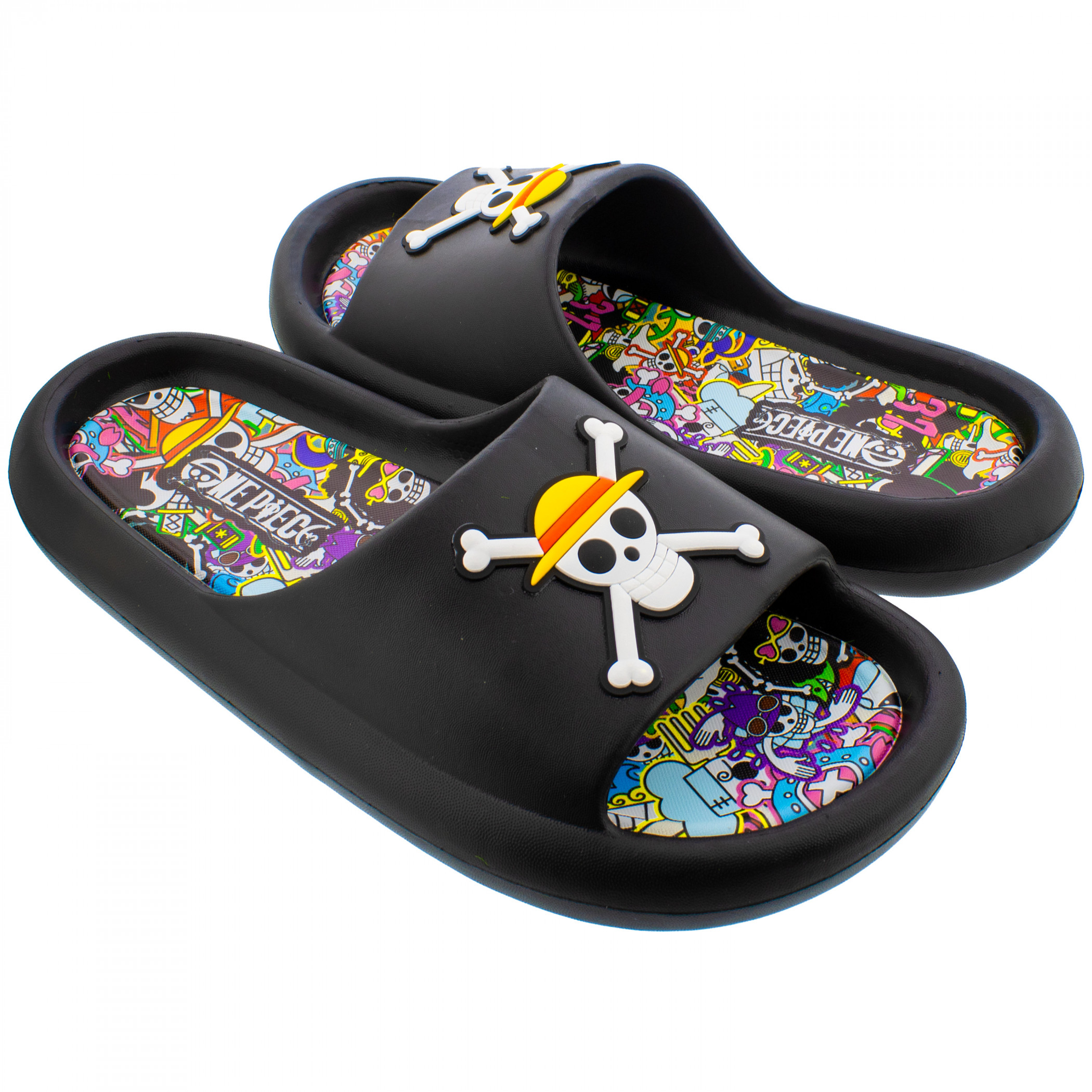 One Piece Collage Men's Slide Sandals, Multi-Color