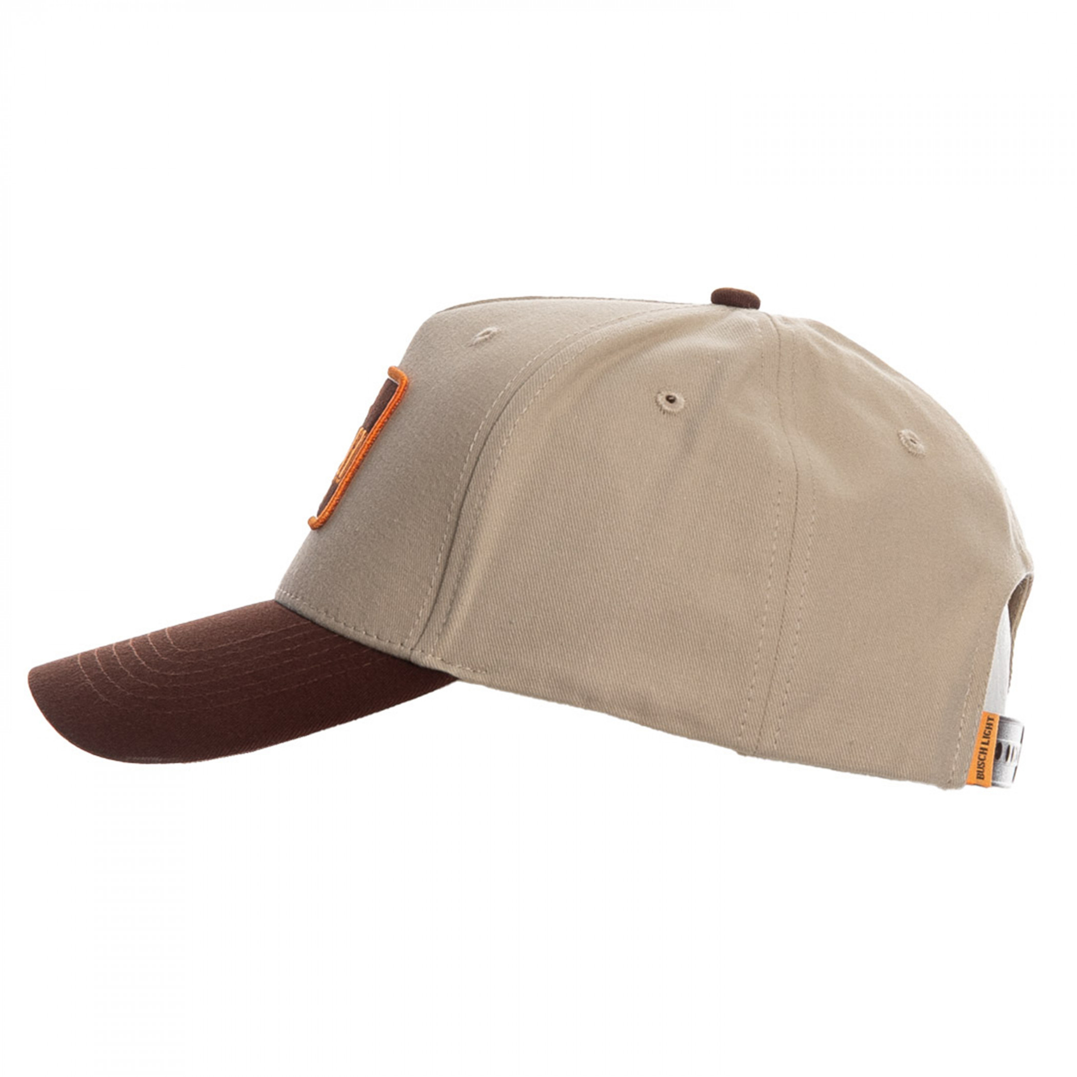 Busch Light Embroidered Brown Logo on Cream Snapback Cotton Hat