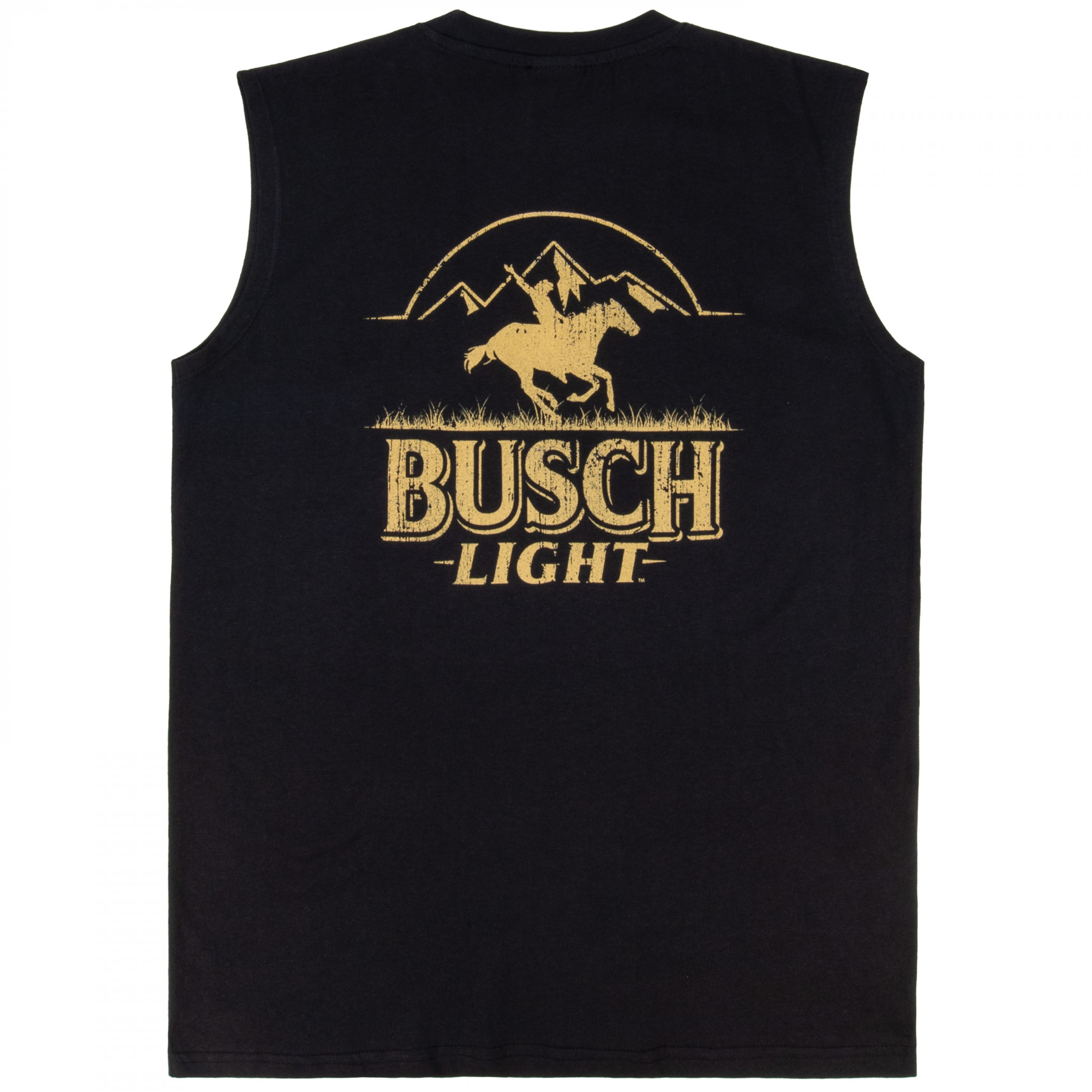 Busch Light Yellow on Black Front & Back Print Sleeveless Muscle Tank