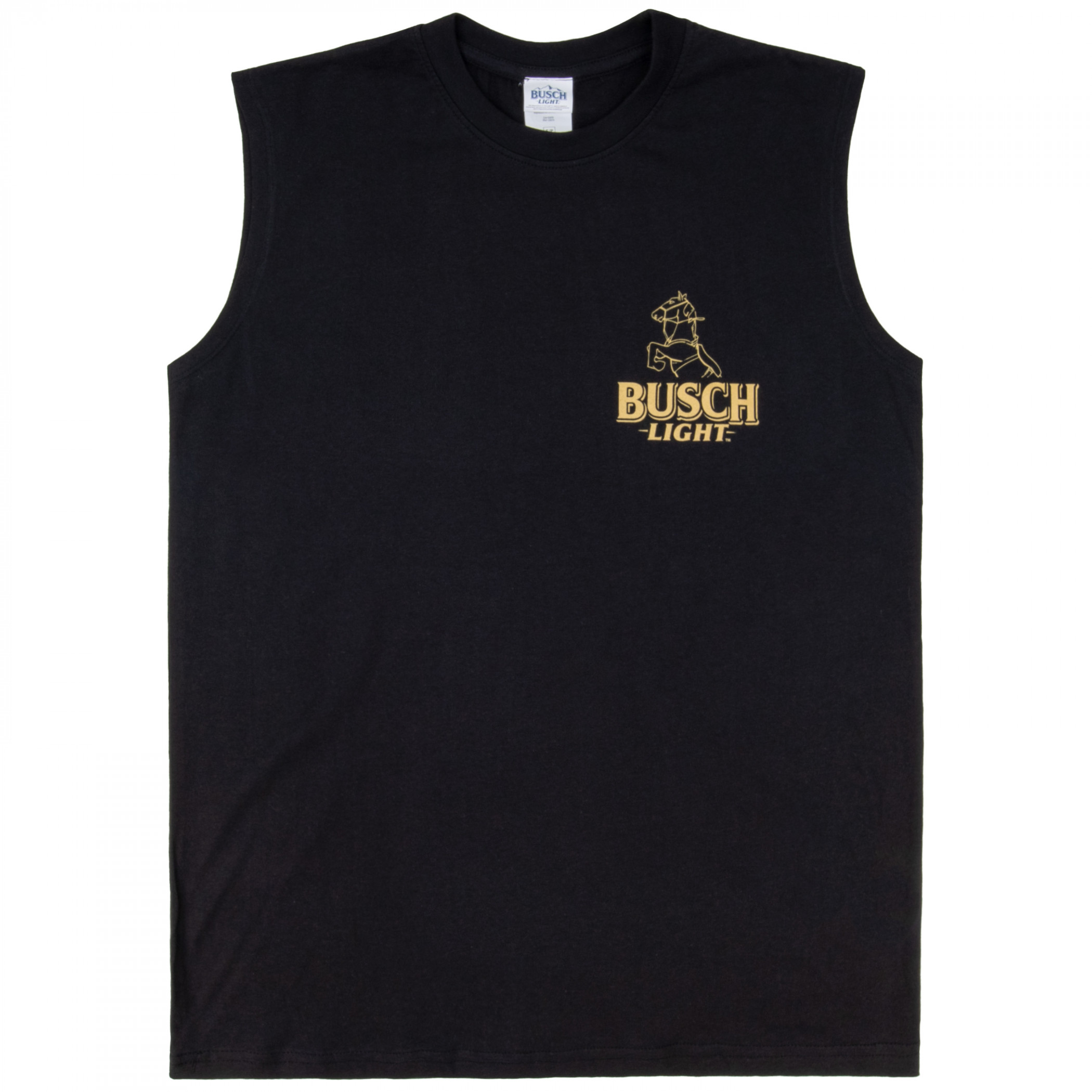 Busch Light Yellow on Black Front & Back Print Sleeveless Muscle Tank