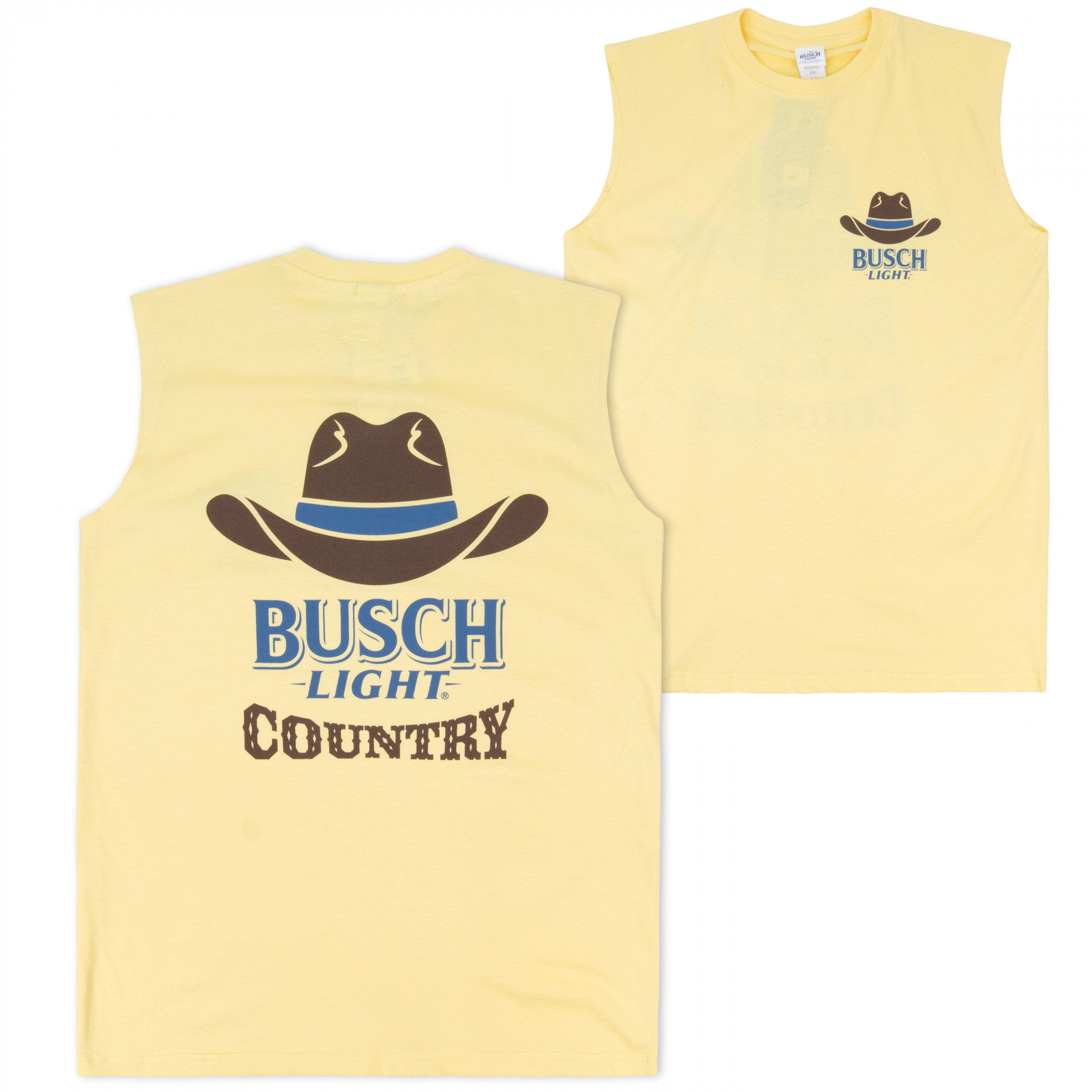 Busch Light Country Cowboy Hat Front & Back Print Sleeveless Muscle Tank