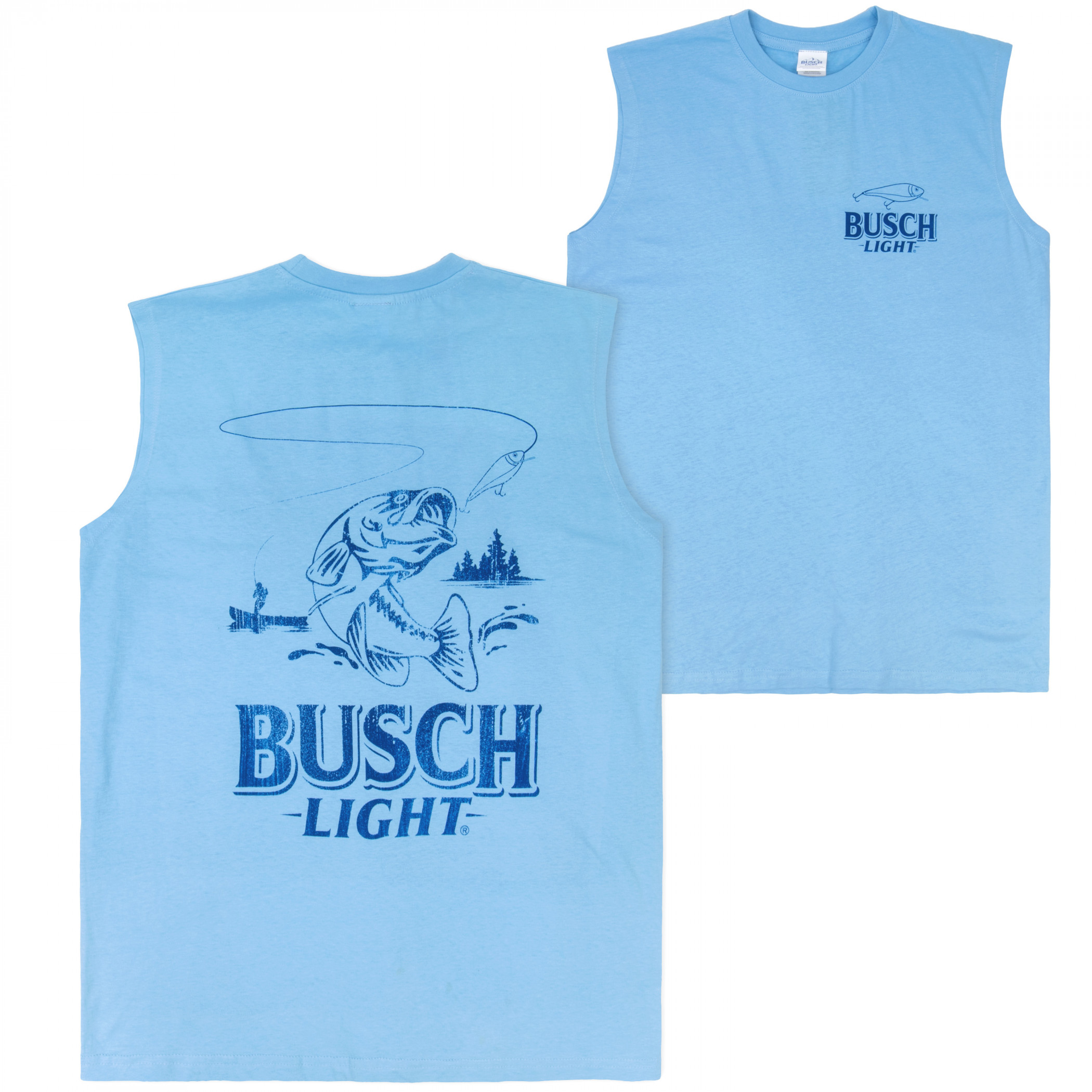 Busch Light Fly Fishing Front & Back Print Sleeveless Muscle Tank