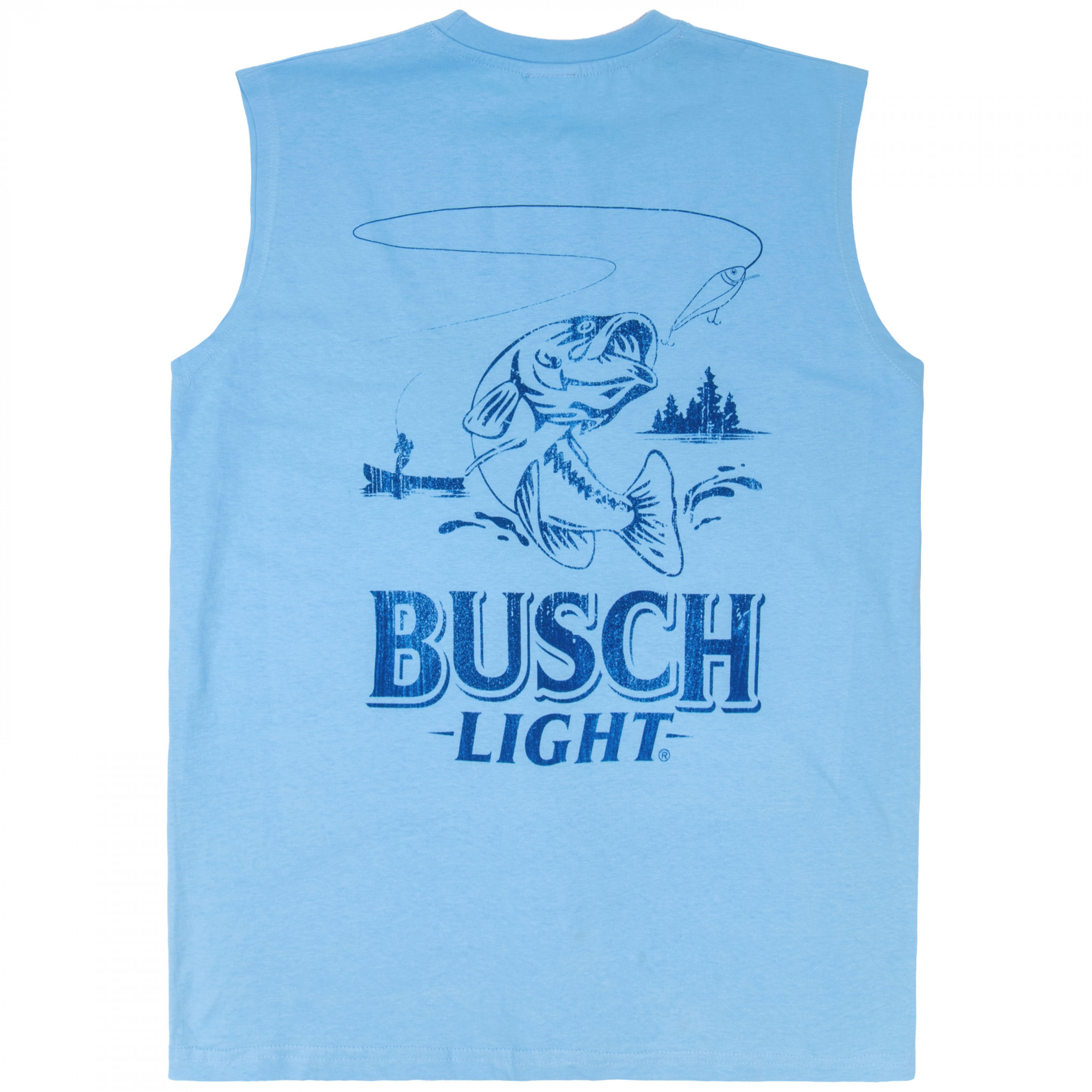 Busch Light Fly Fishing Front & Back Print Sleeveless Muscle Tank