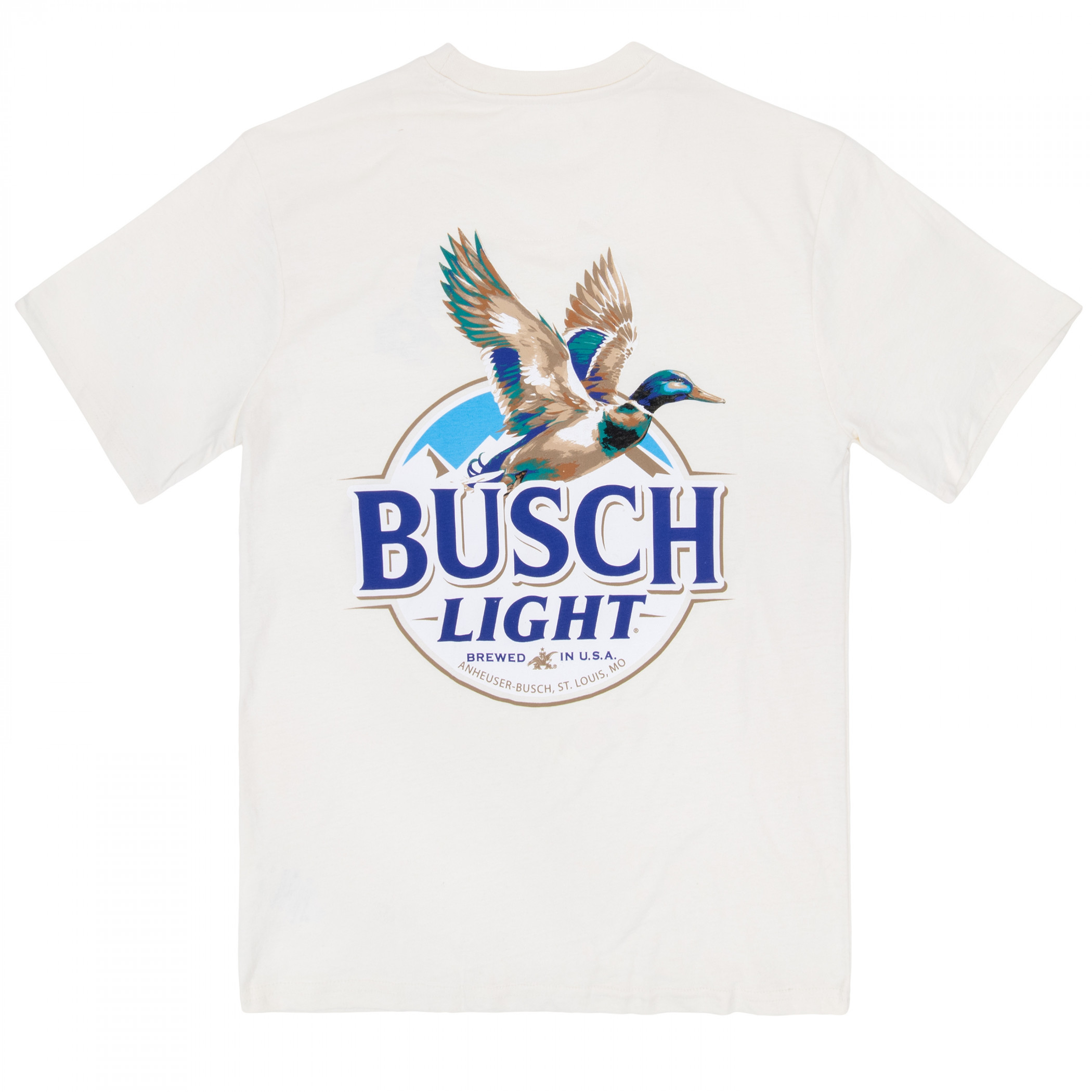Busch Light Duck in Flight Front and Back Print T-Shirt