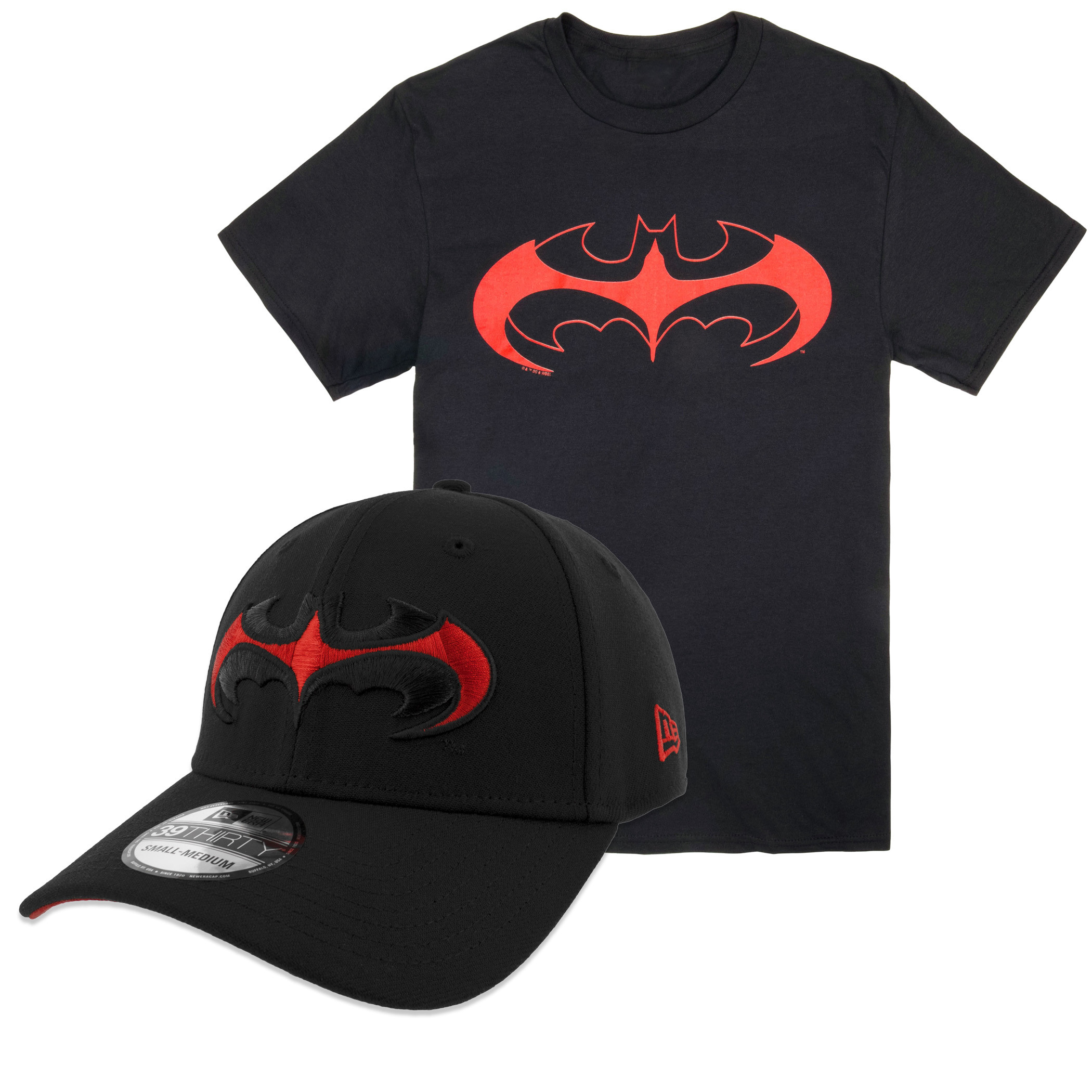 Batman & Robin Logo Hat and T-Shirt Bundle, Black