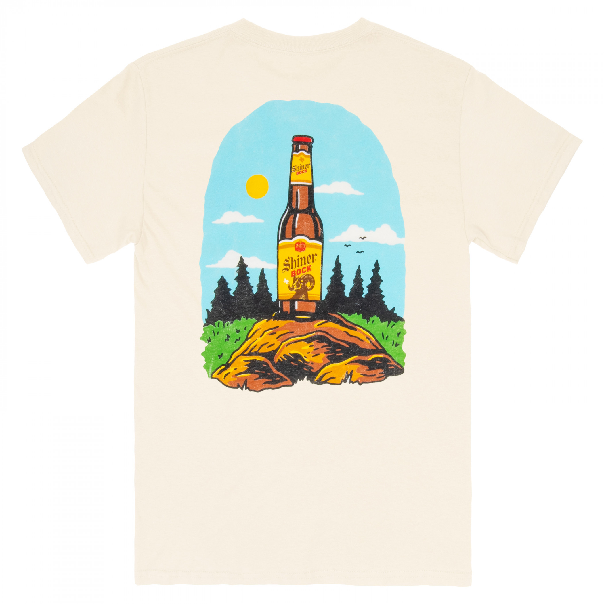 Shiner Bock Blue Sky Outdoors Front & Back Print T-Shirt