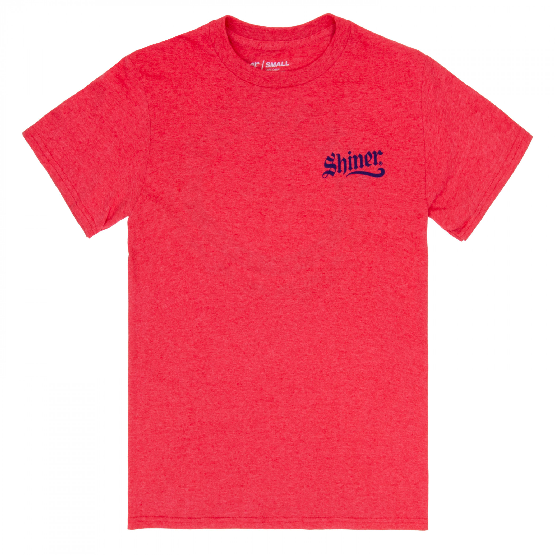 Shiner Bock Bottle Cap Design on Red Front & Back Print T-Shirt